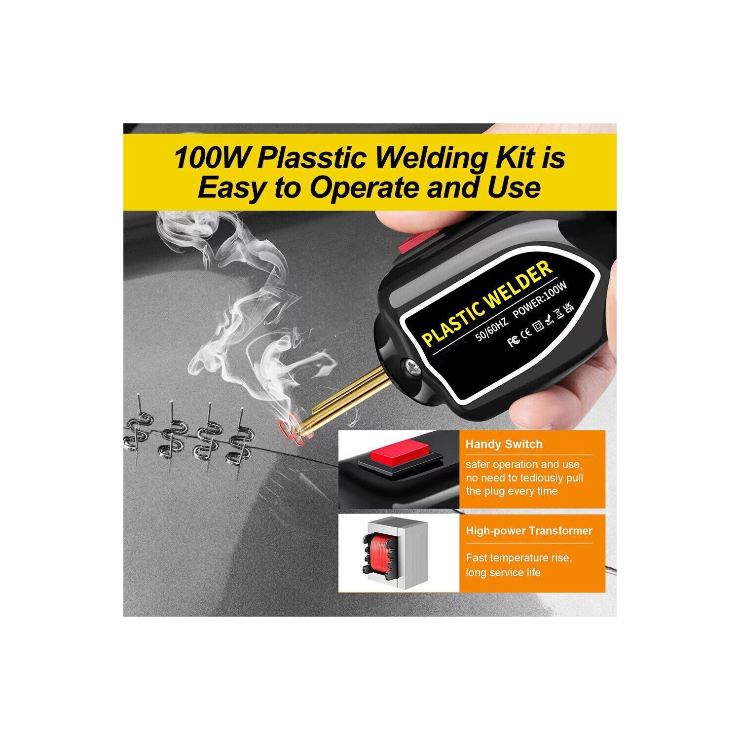 US Plug Professional Plastics Welder machine , Car Bumper Crack Repair Hot Stapler Kit, Hot Stapler Heating Plastic Welding Repairing Welder Machine