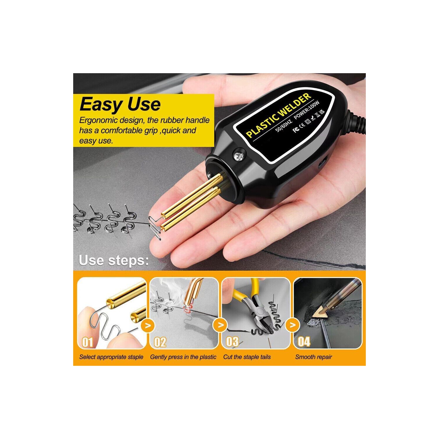 US Plug Professional Plastics Welder machine , Car Bumper Crack Repair Hot Stapler Kit, Hot Stapler Heating Plastic Welding Repairing Welder Machine