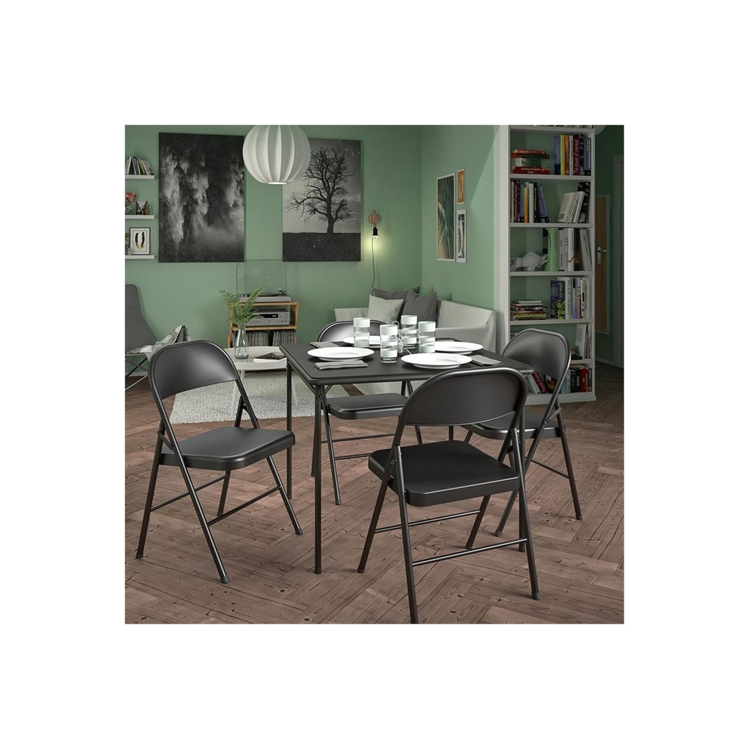 Table pliante carrée en vinyle de Cosco, noir