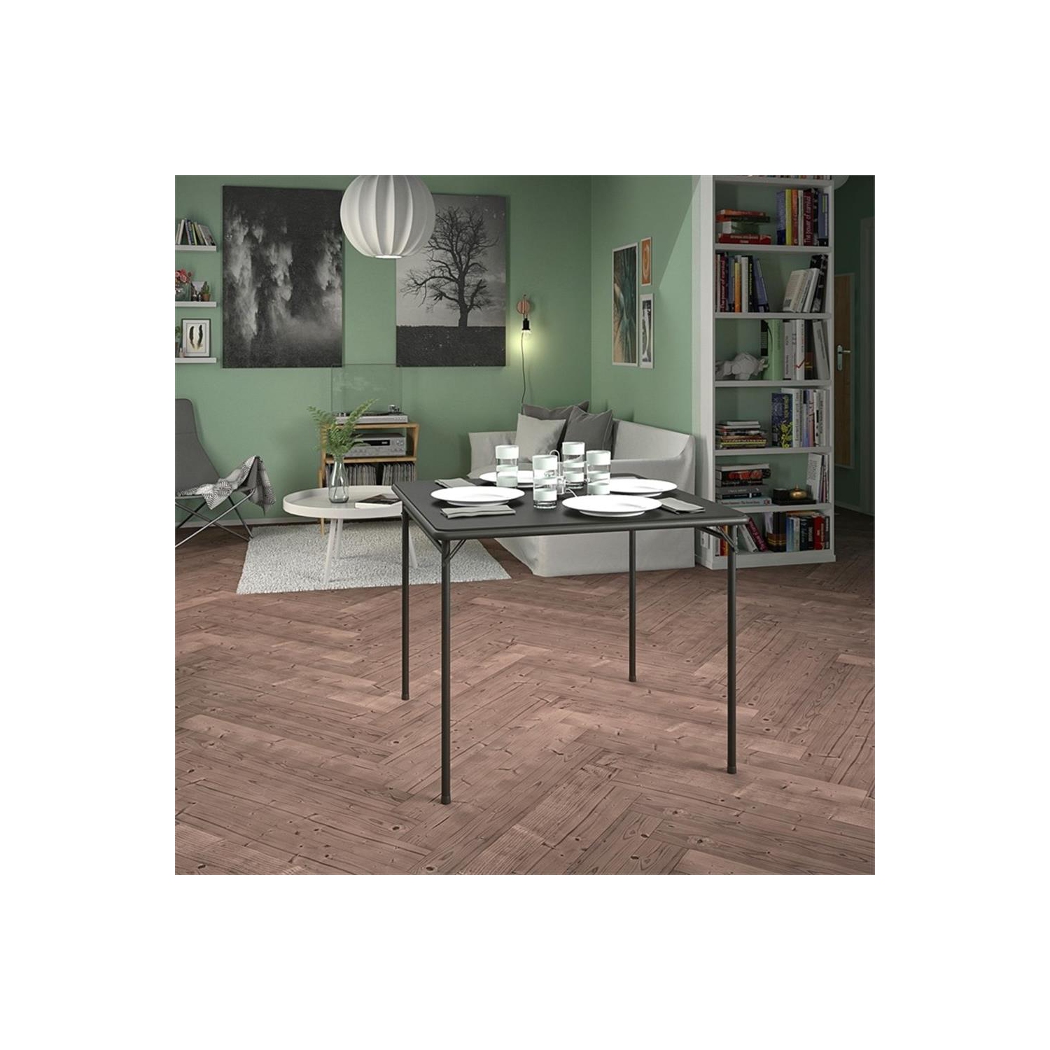 Table pliante carrée en vinyle de Cosco, noir