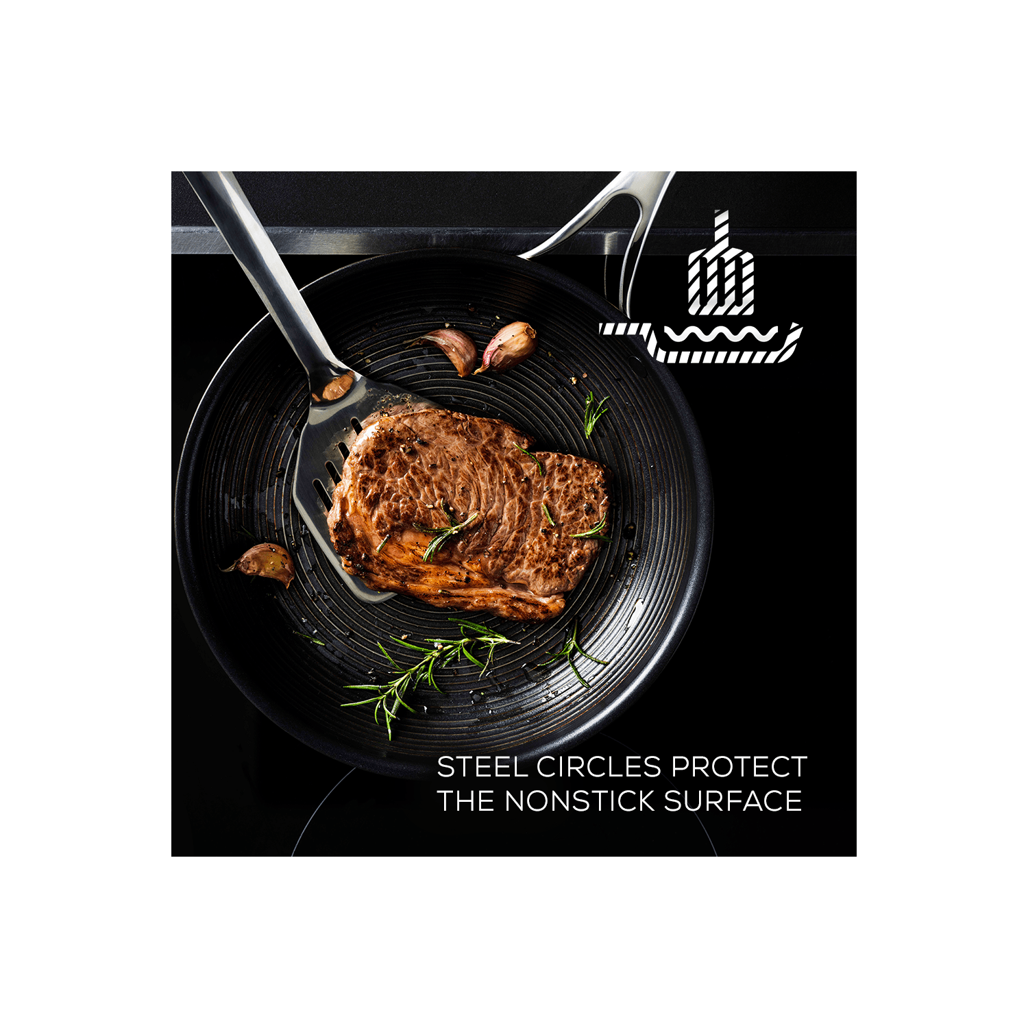 Circulon Clad Stainless Steel Frying Pan with Hybrid SteelShield and Nonstick Technology, 32cm Silver