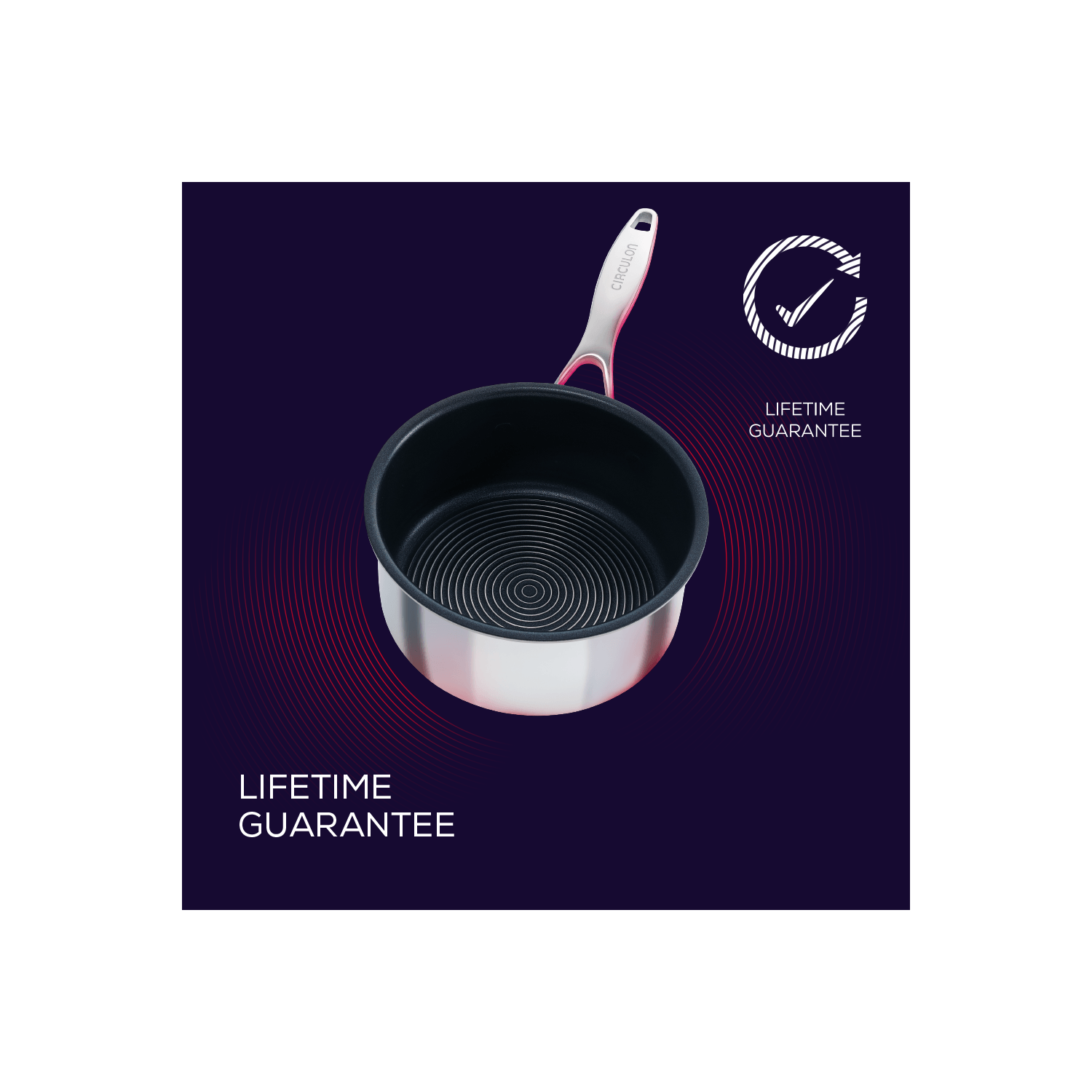 Circulon Clad Stainless Steel Saucepan with Glass Lid and Hybrid SteelShield and Nonstick Technology, 2-Quart, 1.9L, S..