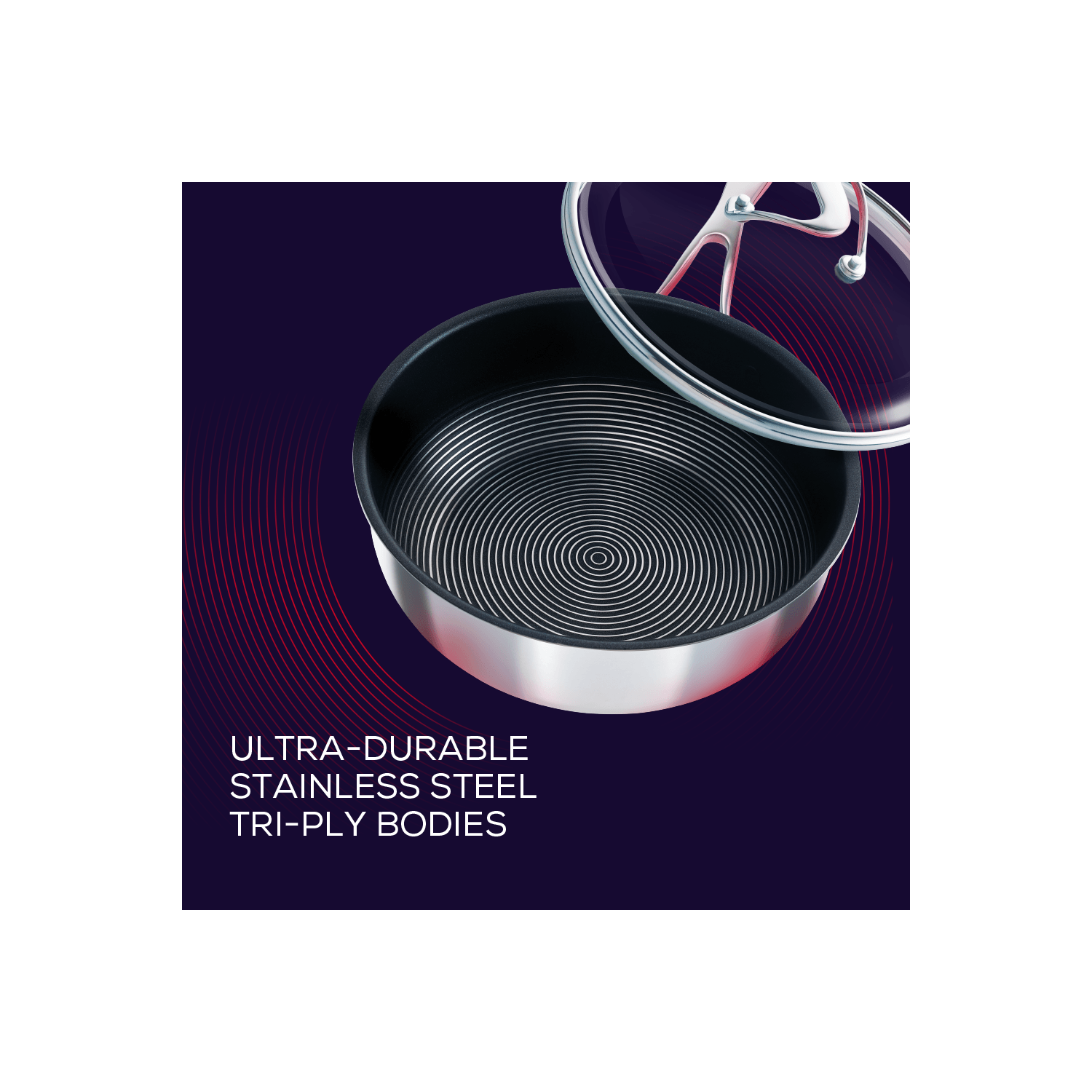 Circulon Clad Stainless Steel Chef Pan and Utensil Set with Hybrid SteelShield™ and Nonstick Technology, 3-Piece, Si..