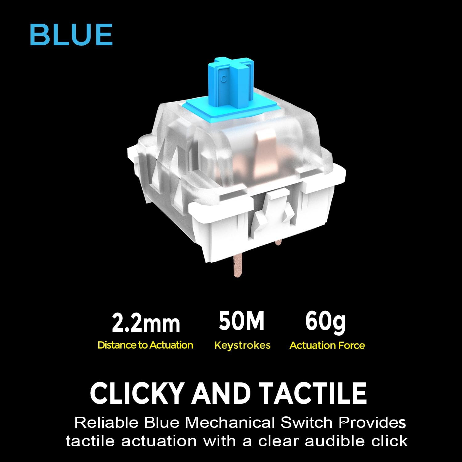 Multi OS 2X Large Print Mechanical Mini keyboard with CoPilot key
