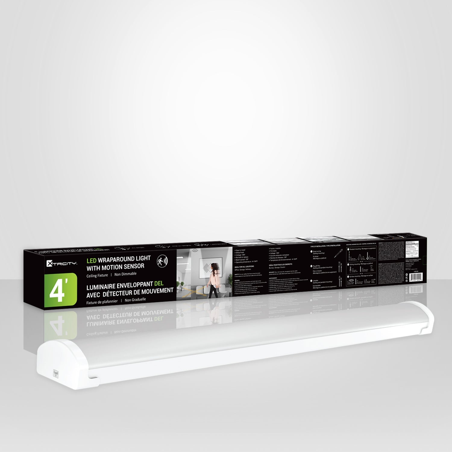 Xtricity - LED Wraparound Light with Motion Sensor, 4 Feet Length, 55W, 4000K Cool White