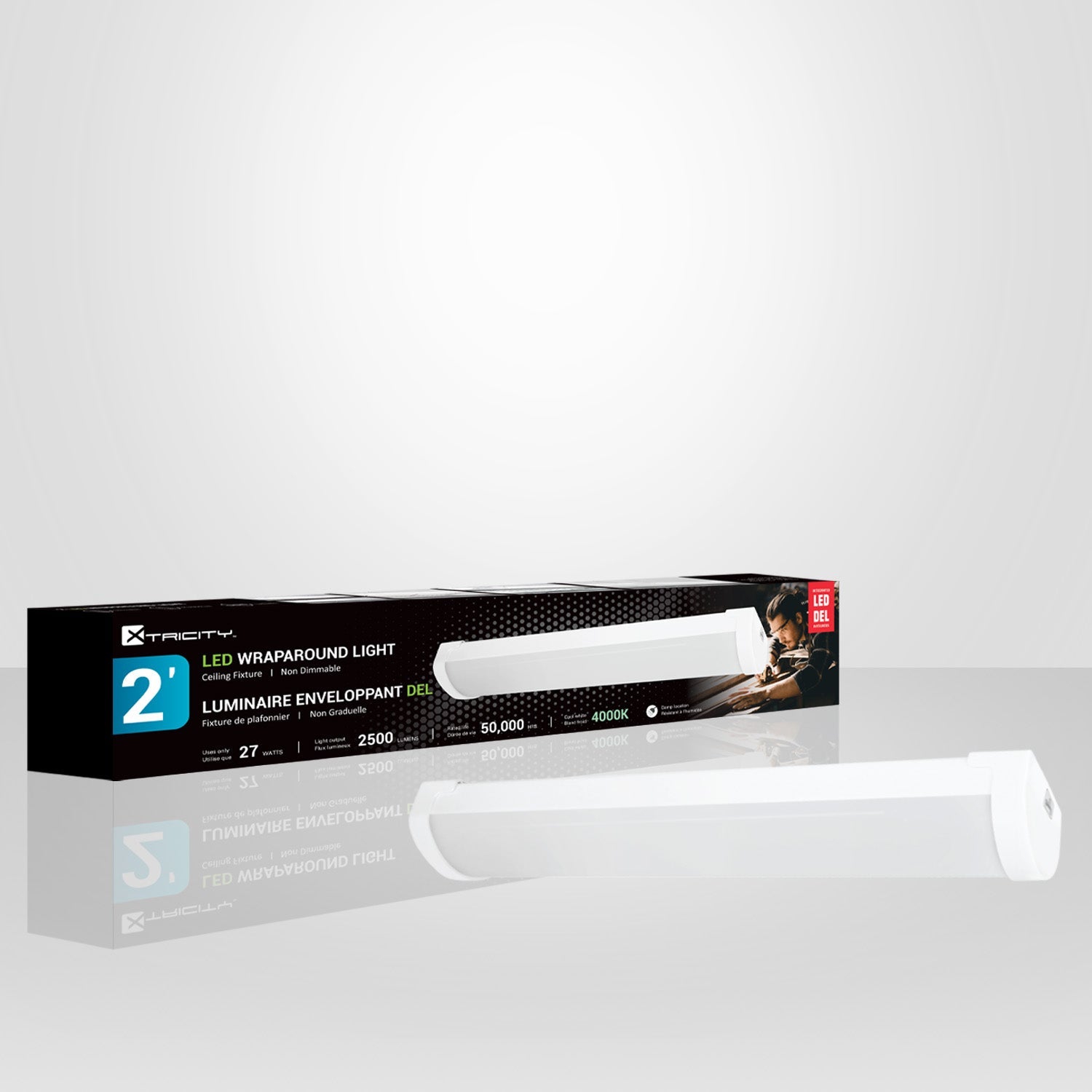 Xtricity - LED Wraparound Light, 2 Feet Length, 2500 Lumens, 27W, 4000K Cool White