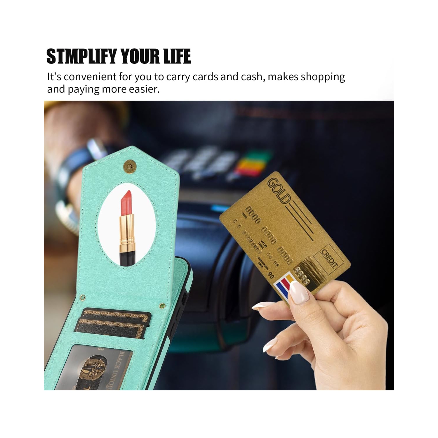 iPhone 15 Pro Max 6.7 inch Wallet Case – [Screen Protector, Mirror Card Holder, Crossbody]