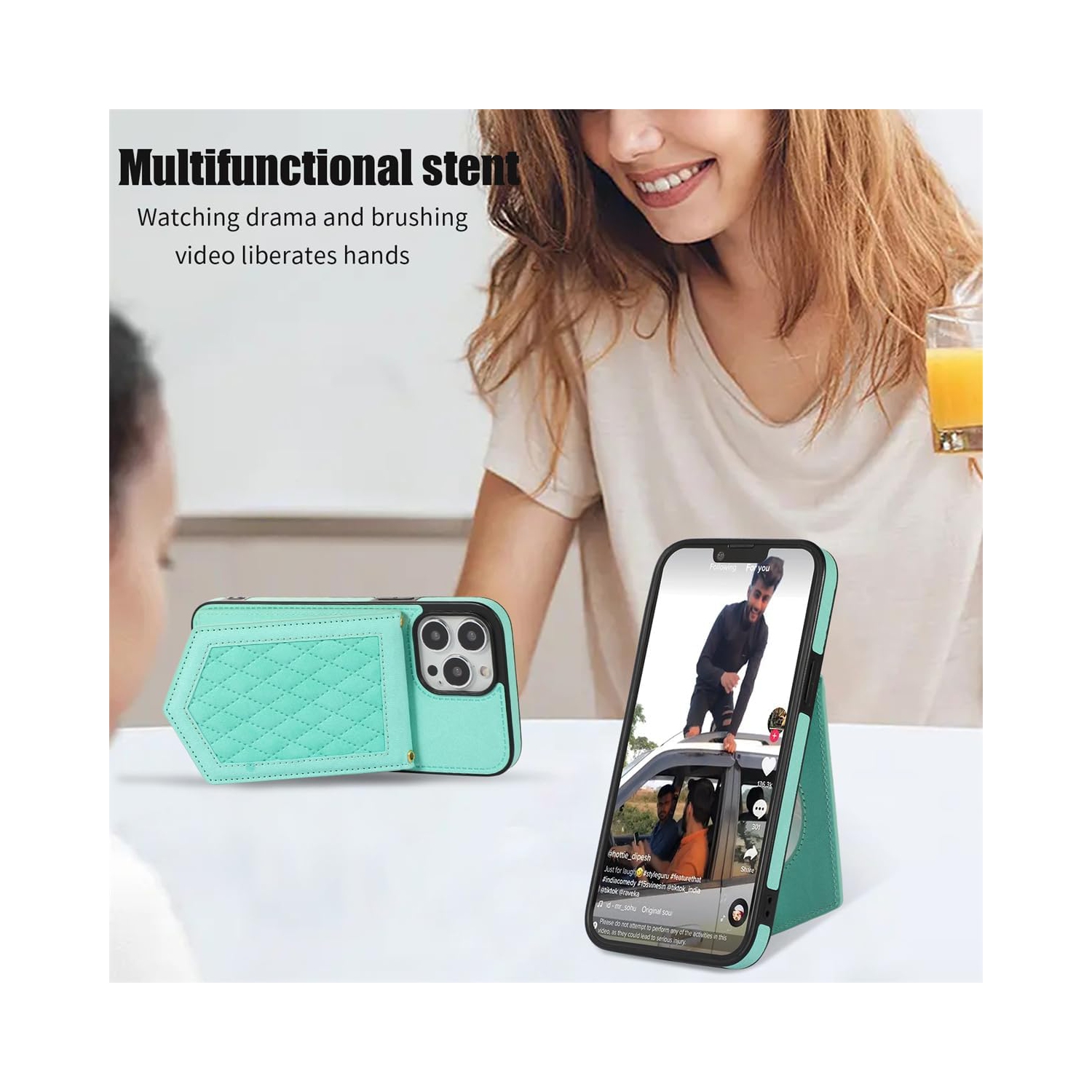 iPhone 15 Pro Max 6.7 inch Wallet Case – [Screen Protector, Mirror Card Holder, Crossbody]