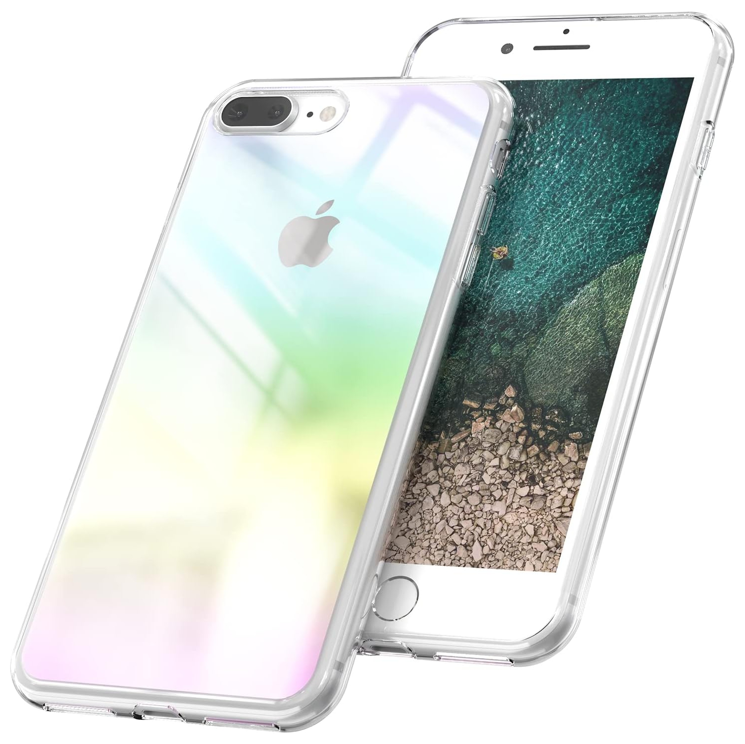 Étui laser pour iPhone 7 plus/8 plus – [5,5&nbsp;po, arc-en-ciel iridescent, brillant coloré, luxe, TPUR souple]