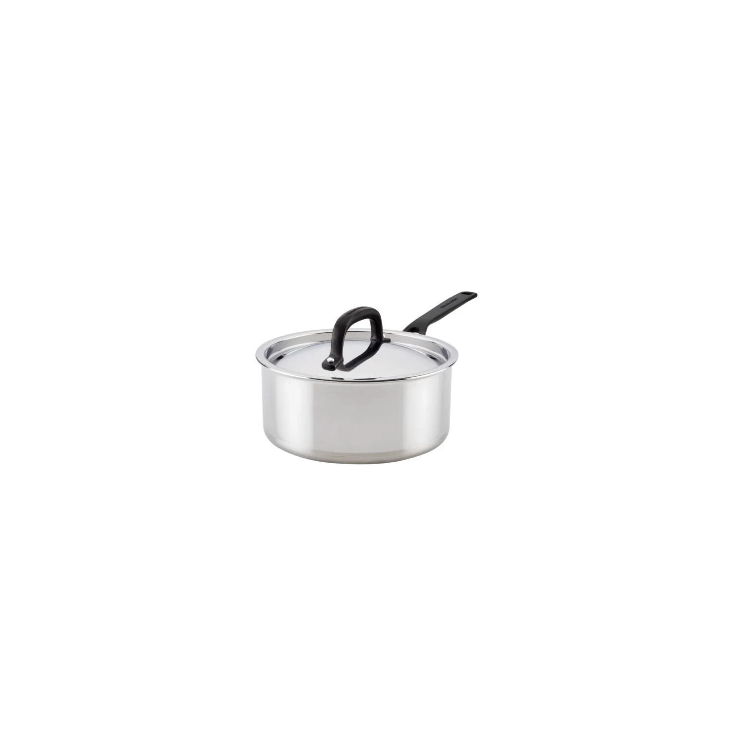 KitchenAid – casserole avec couvercle en acier inoxydable 5 épaisseurs Clad, 3 pintes, acier inoxydable poli