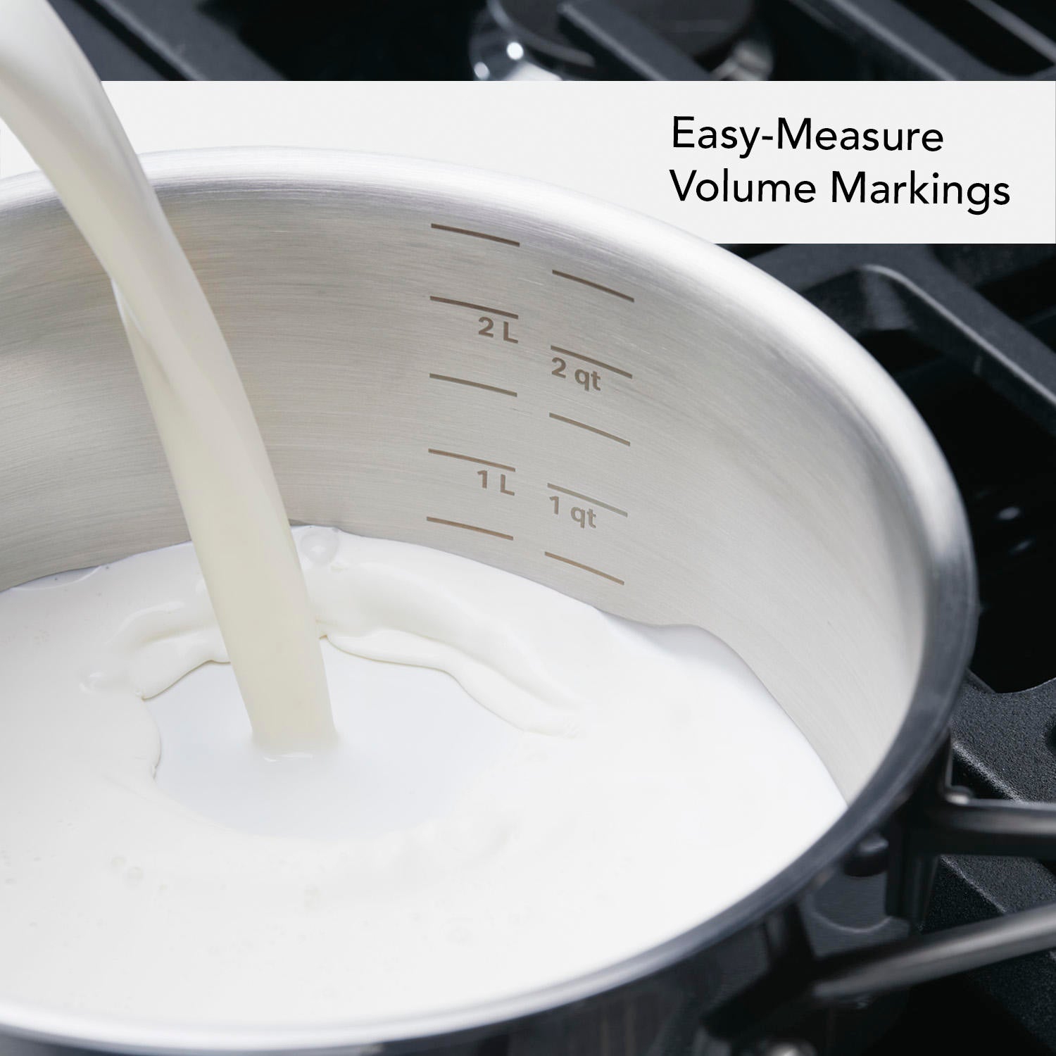 KitchenAid – casserole avec couvercle en acier inoxydable 5 épaisseurs Clad, 3 pintes, acier inoxydable poli