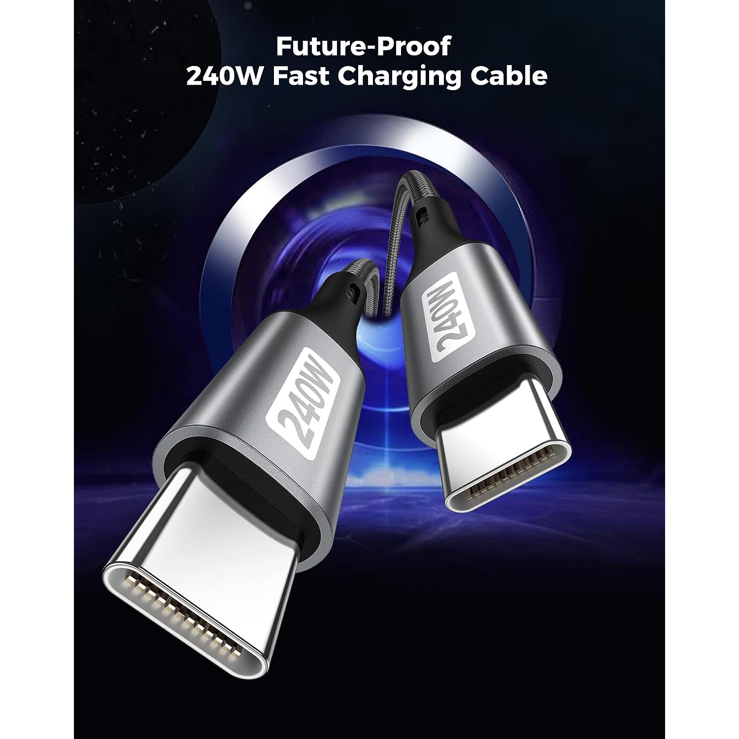 Câble USB-C – [240&nbsp;W, 3,3 pi, paquet de 2, câble USB-C 100&nbsp;W PD 3,1 à chargement rapide, compatible avec iPhone]