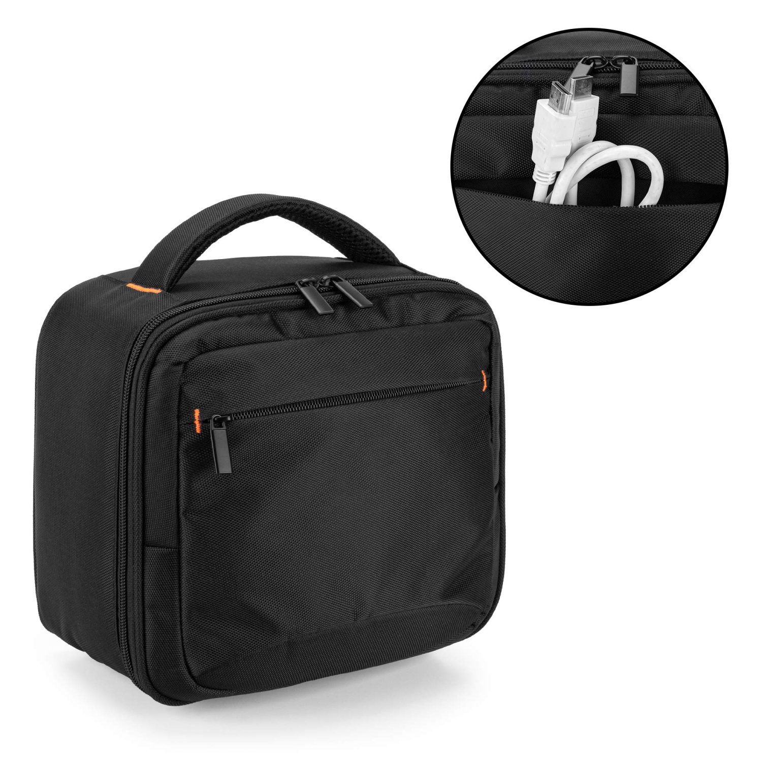 Étui de projecteur compatible avec le mini projecteur QKK, DR. J Professional, XGIMI Halo, mini sac de transport pour projecteur et accessoires, noir