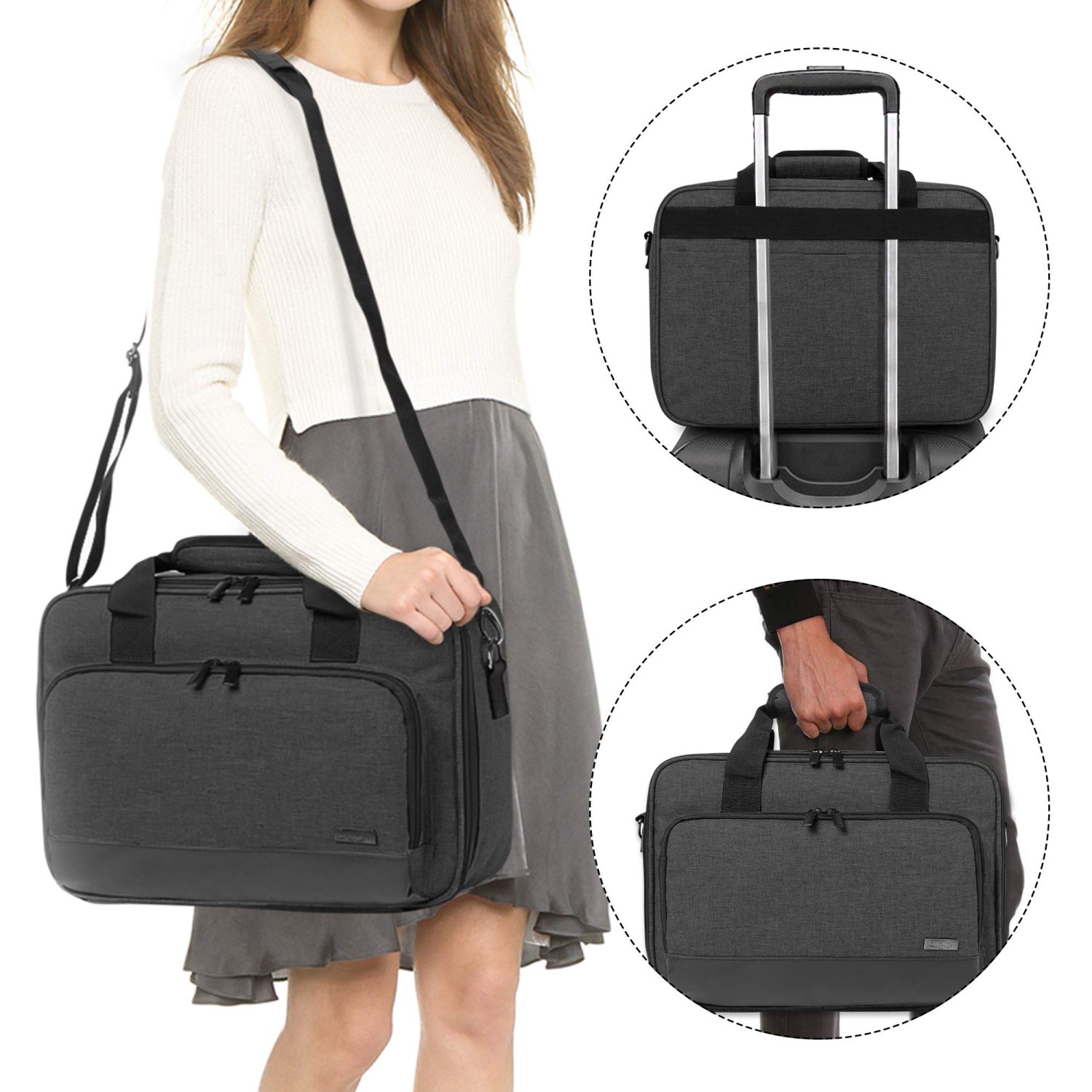 Projector Case, Projector Bag with Protective Laptop Sleeve, Projector Carrying Case with Accessories Pockets, Black