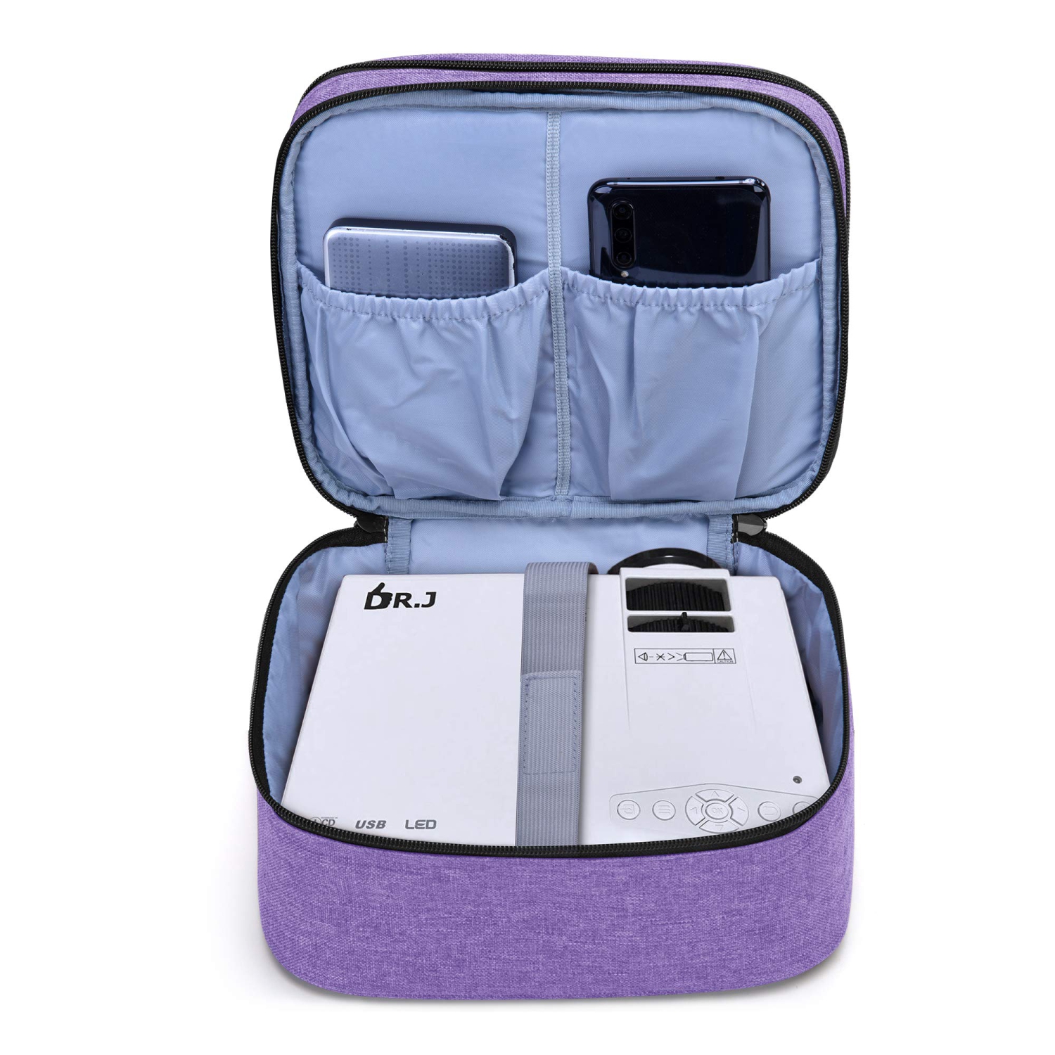 Sac de transport pour mini projecteur, étui portatif pour projecteur et accessoires, sac de rangement compatible avec Abox T22, violet