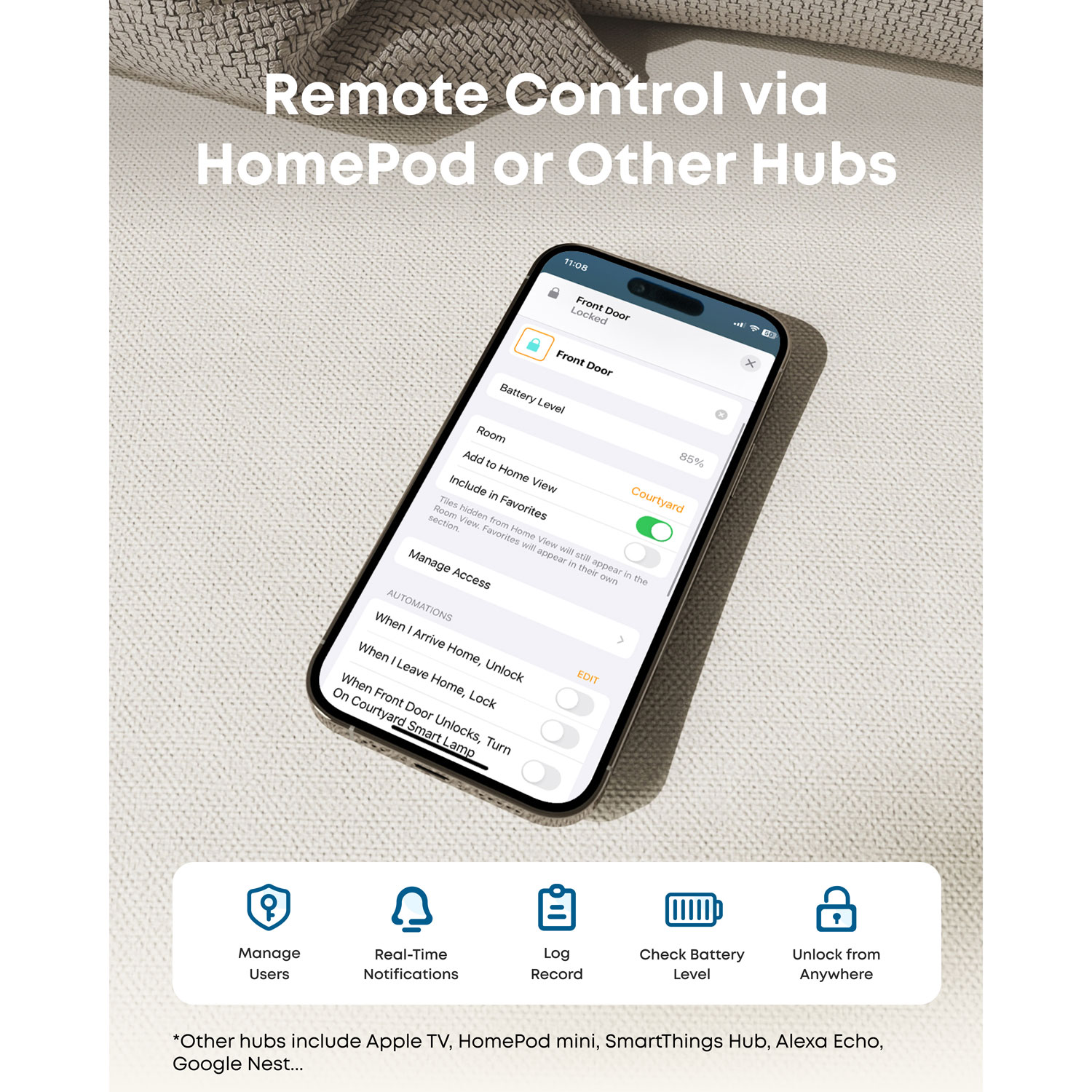 Serrure intelligente Bluetooth/Wi-Fi à ouverture par empreintes digitales sans clé E31 avec clavier et clé d'eufy Security - Noir