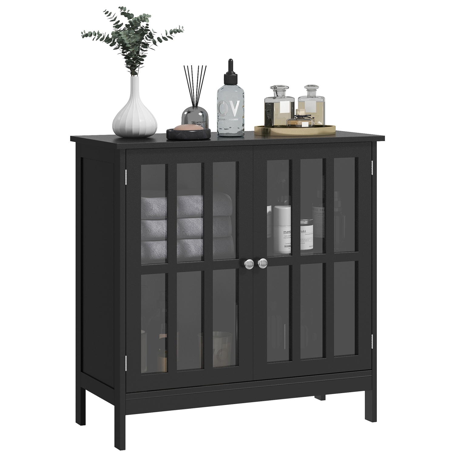 Kleankin – buffet buffet avec rangement, armoire de rangement de cuisine avec portes et tablettes, noir