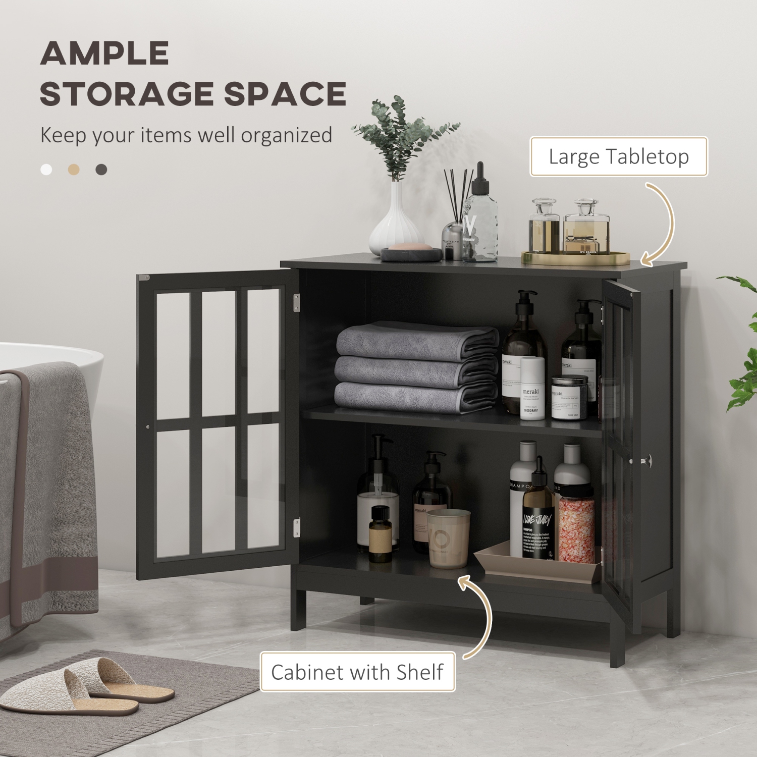 Kleankin – buffet buffet avec rangement, armoire de rangement de cuisine avec portes et tablettes, noir