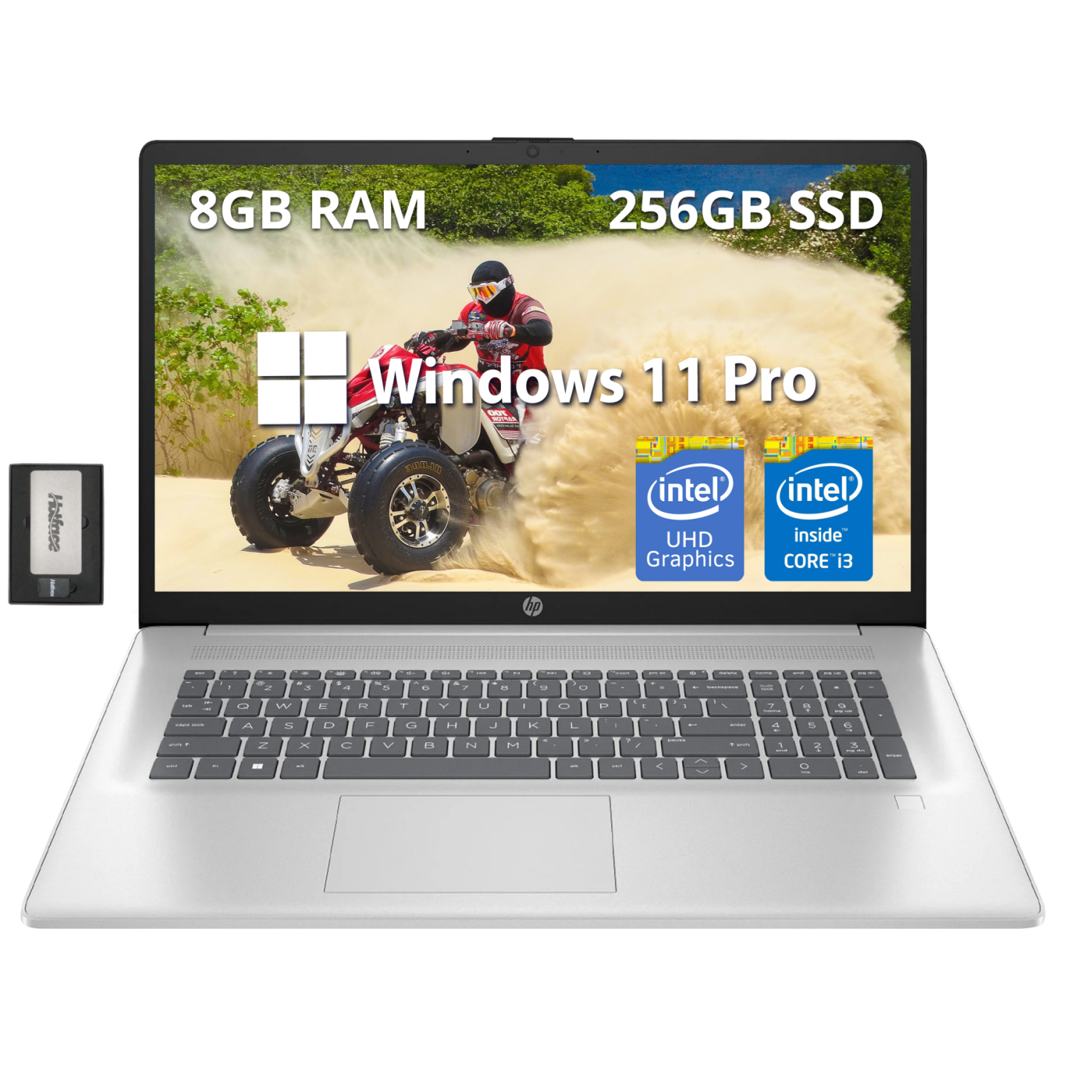 HP 17.3" FHD Business Laptop, Intel Core i3-N305 Processor, 256GB SSD, 8GB RAM, Intel UHD Graphics, Full-Size KB, Webcam, WiFi 6, Win 11 Pro, Silver,