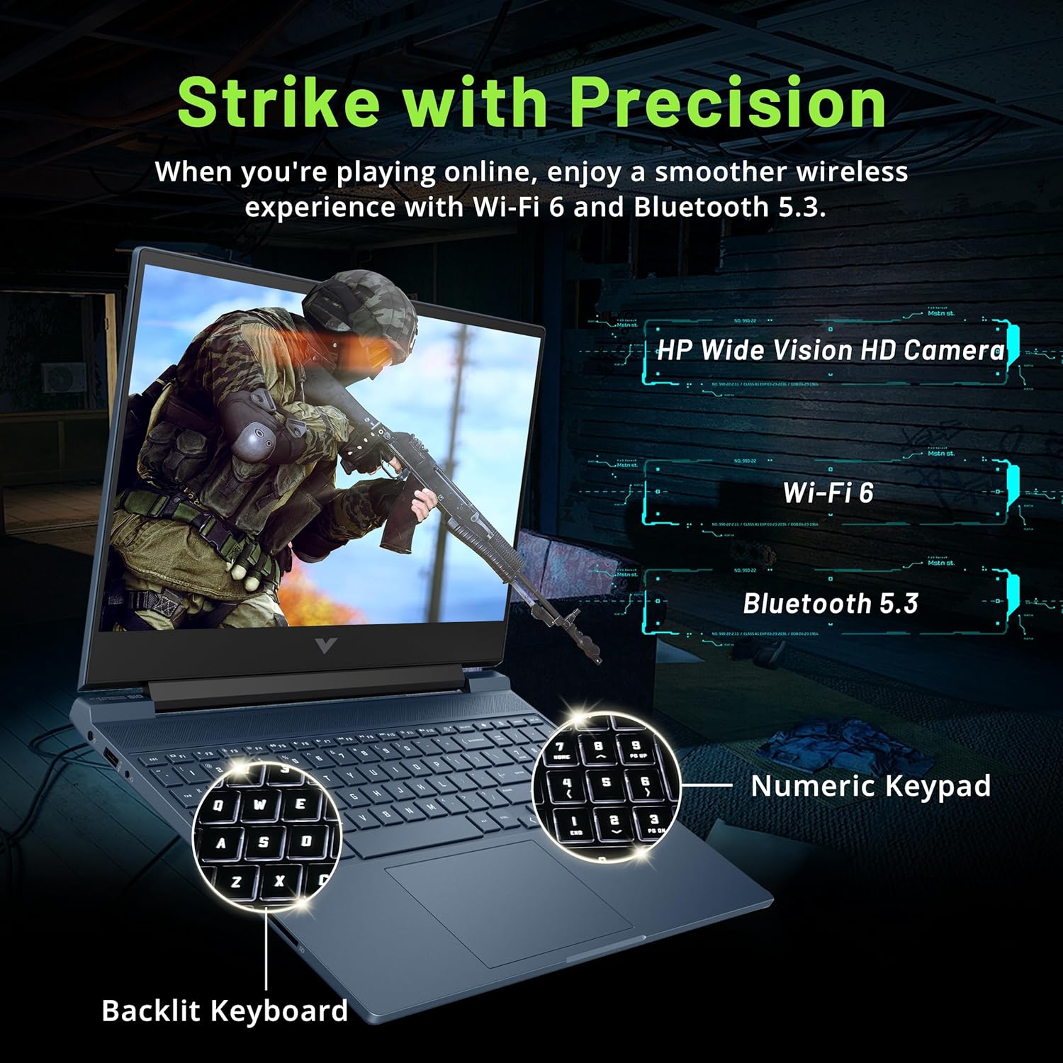 HP Victus 15.6" FHD 144Hz Gaming Laptop, Intel Core i5-12450H, 512GB PCIe SSD, 8GB RAM, NVIDIA GeForce RTX 3050, Backlit Keyboard, Windows 11, Blue,