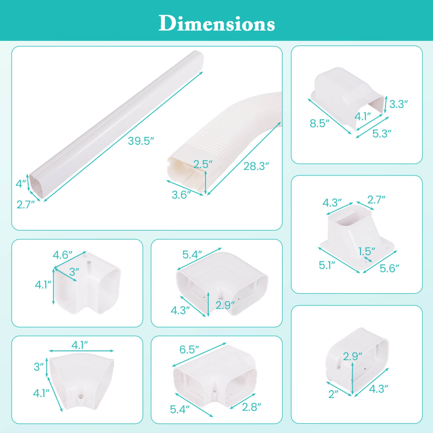 Housse décorative miniature de 4 po en PVC avec conduit flexible et conduit droit de Costway