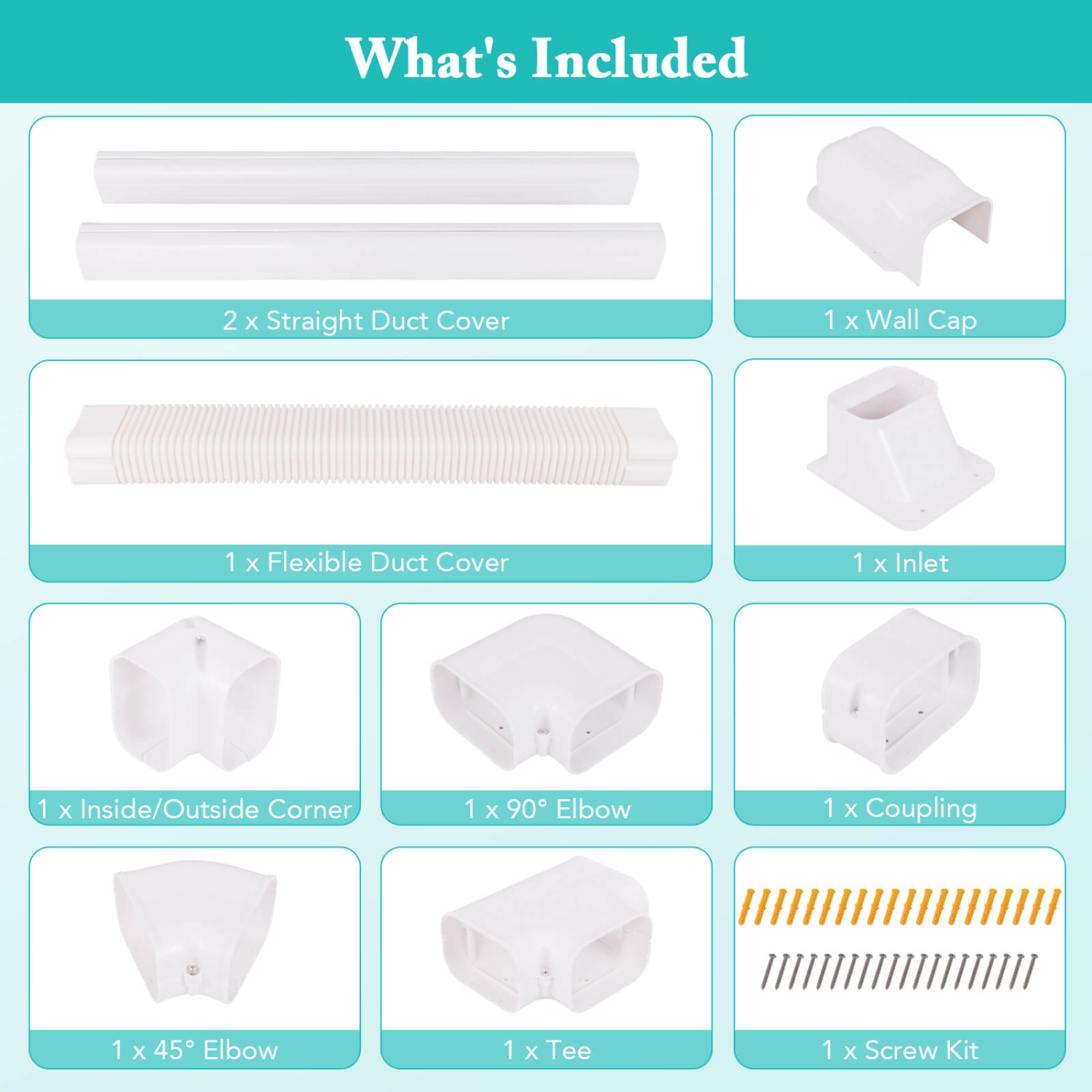 Housse décorative miniature de 4 po en PVC avec conduit flexible et conduit droit de Costway