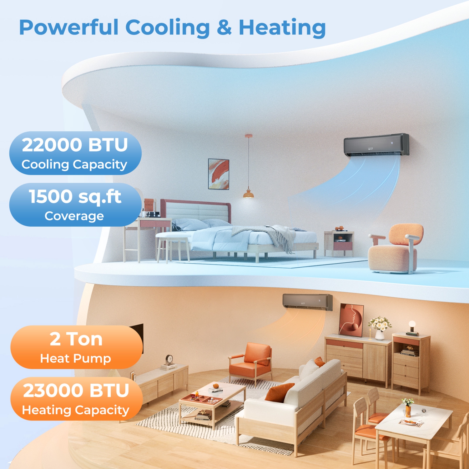 Costway 24000 BTU Wifi Enabled Mini Split Air Conditioner & Heater with Heat Pump