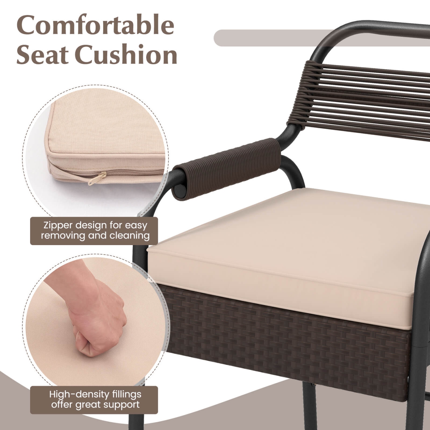 Costway 5-Piece Counter Bar Set Patio Rattan Counter Set with Tabletop