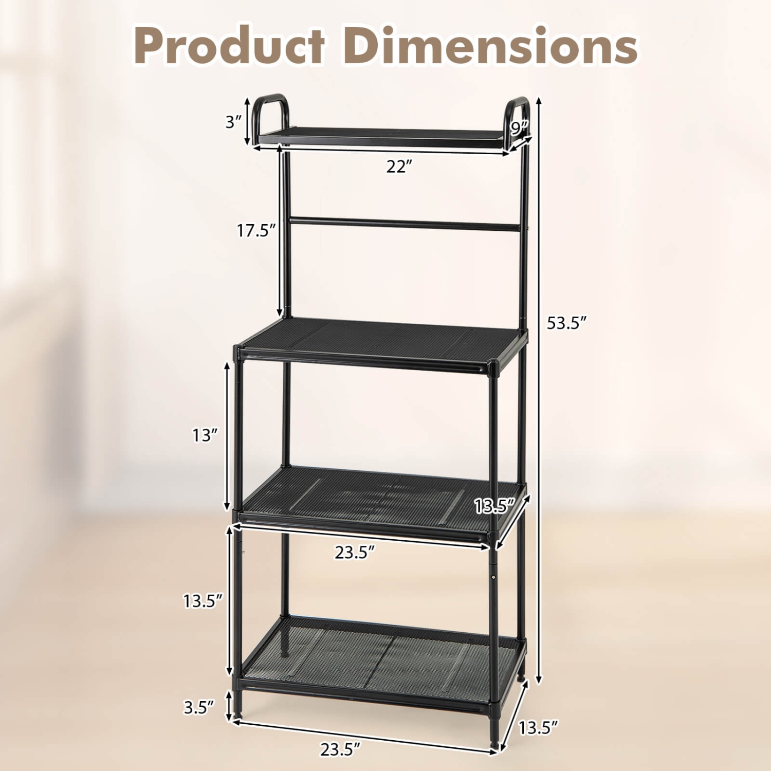 Costway 4-Tier Baker's Rack Microwave Oven Rack Shelves Kitchen Storage Organizer