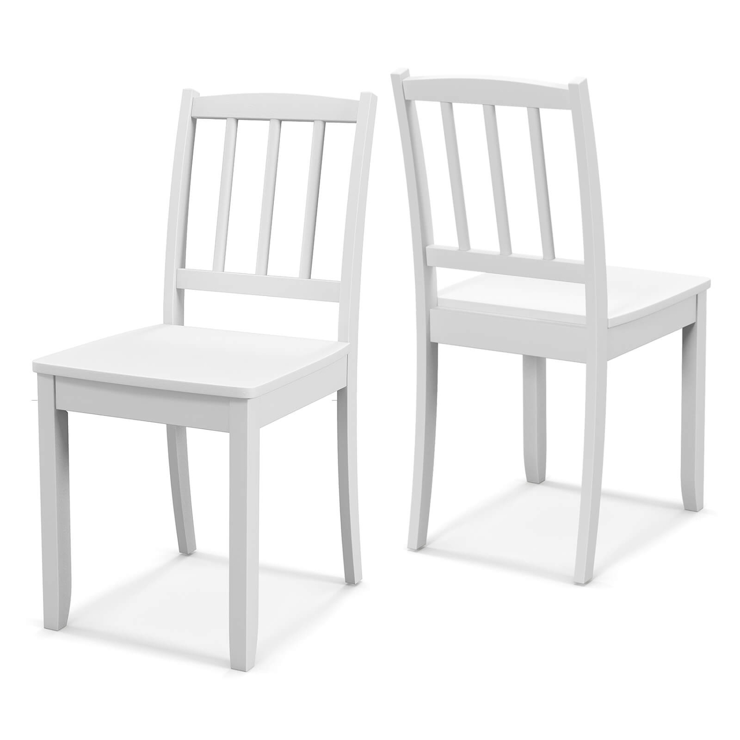 Costway Wood Dining Chair Set of 2 with Rubber Wood Legs Curved Backrest for Kitchen