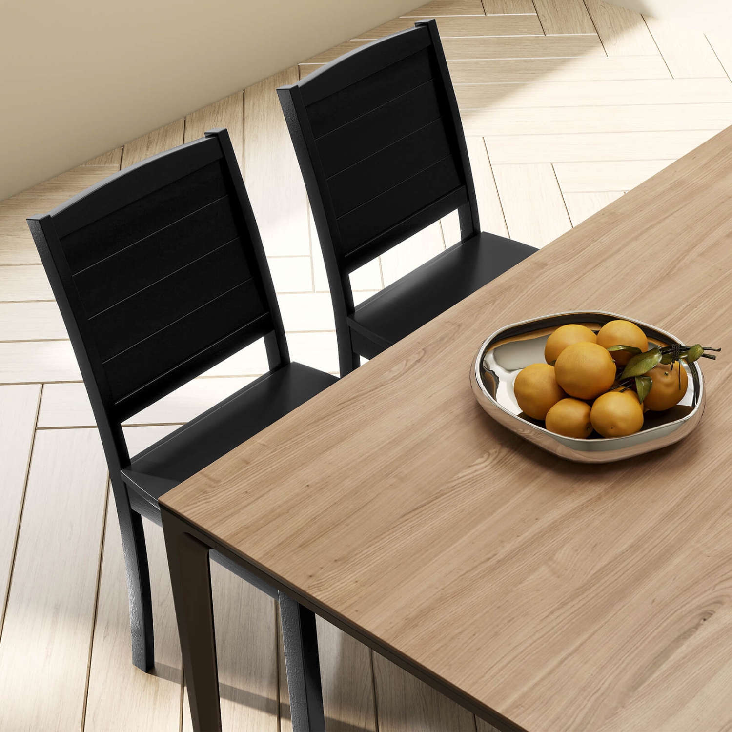 Ensemble de 2 chaises de salle à manger sans accoudoirs de Costway avec pattes en caoutchouc et dossier incurvé