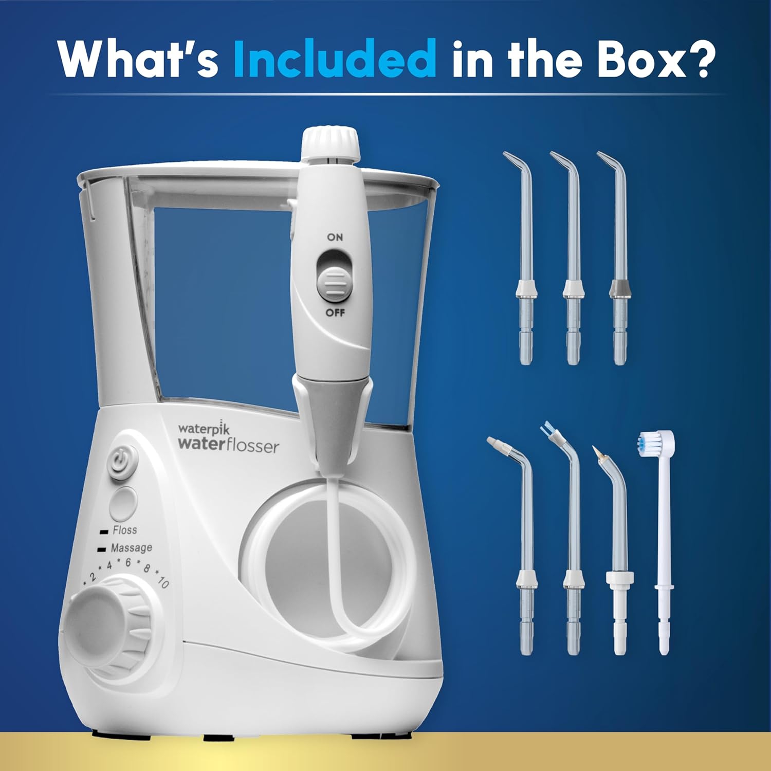 Hydropulseur Waterpik Aquarius Professional pour les dents, les gencives, les renforts, les soins dentaires, l'alimentation électrique avec 10