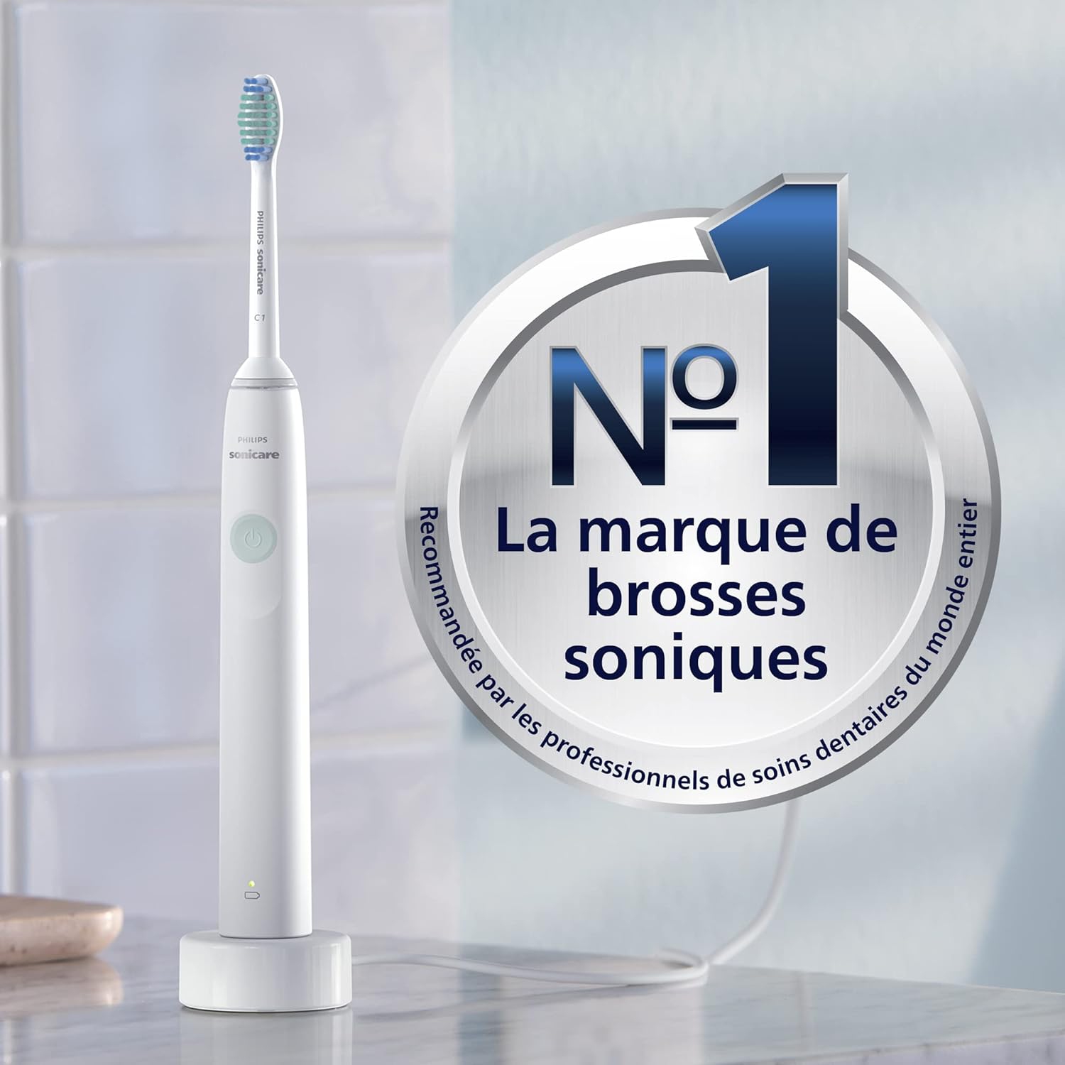 Brosse à dents électrique Philips Sonicare 2100, brosse à dents électrique rechargeable, blanc