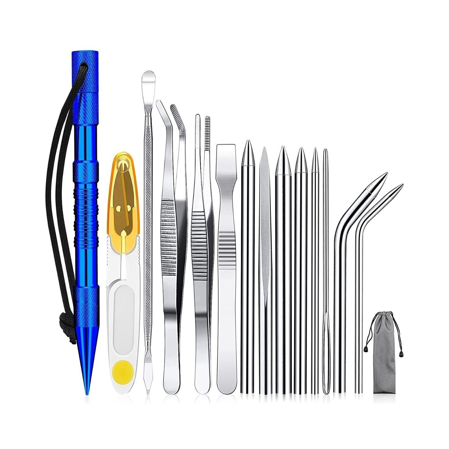 Outils en paracorde 12 pièces jeu d'aiguilles à tricoter en acier inoxydable pour le camping