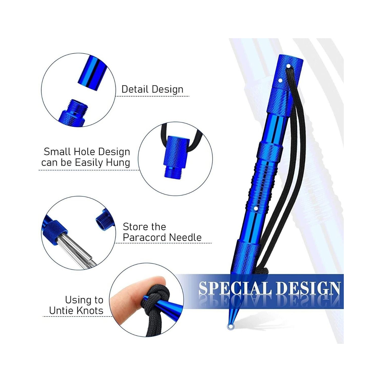 Outils en paracorde 12 pièces jeu d'aiguilles à tricoter en acier inoxydable pour le camping