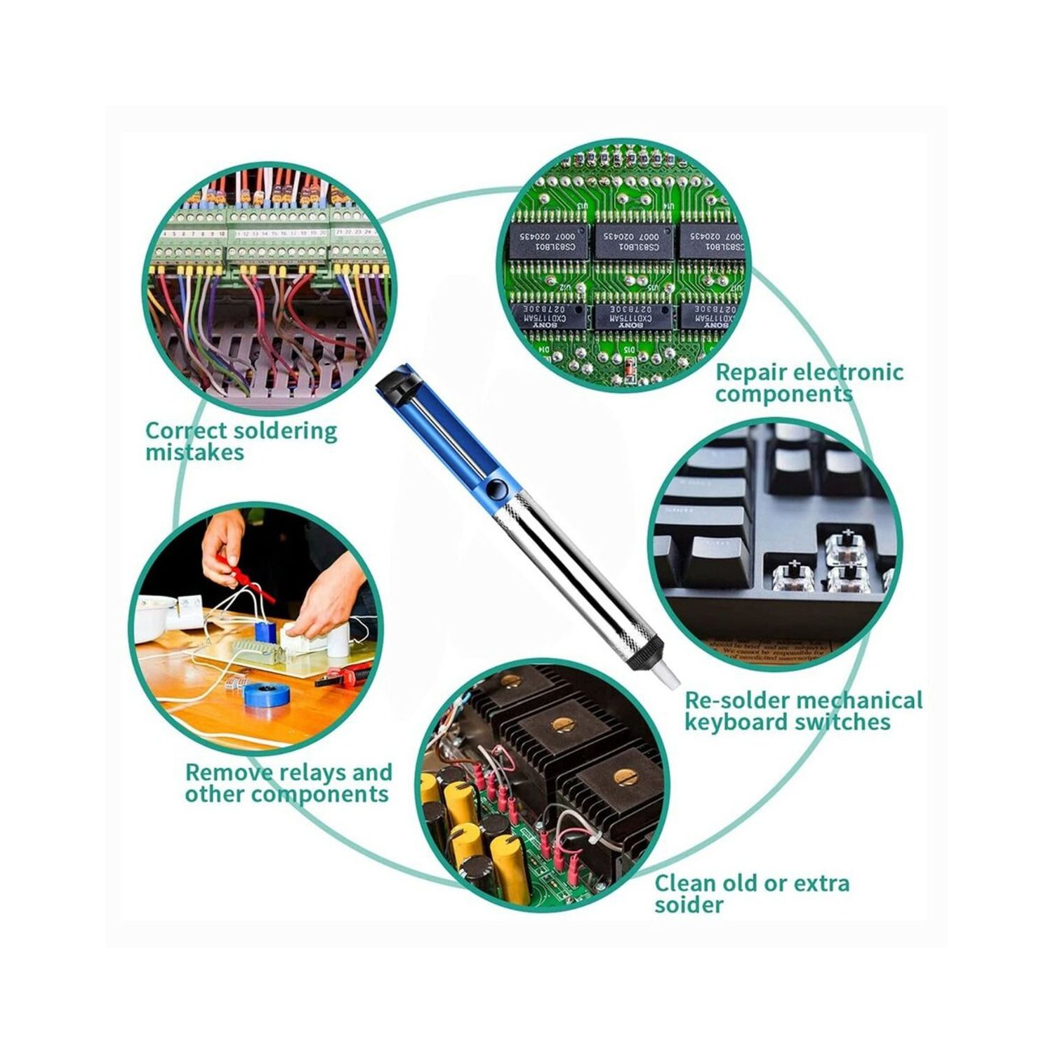 Desoldering Pump,Electric Soldering Iron Auxiliary Tool Manual Desoldering Suction Pump,Vacuum Pump Solder Removal Too