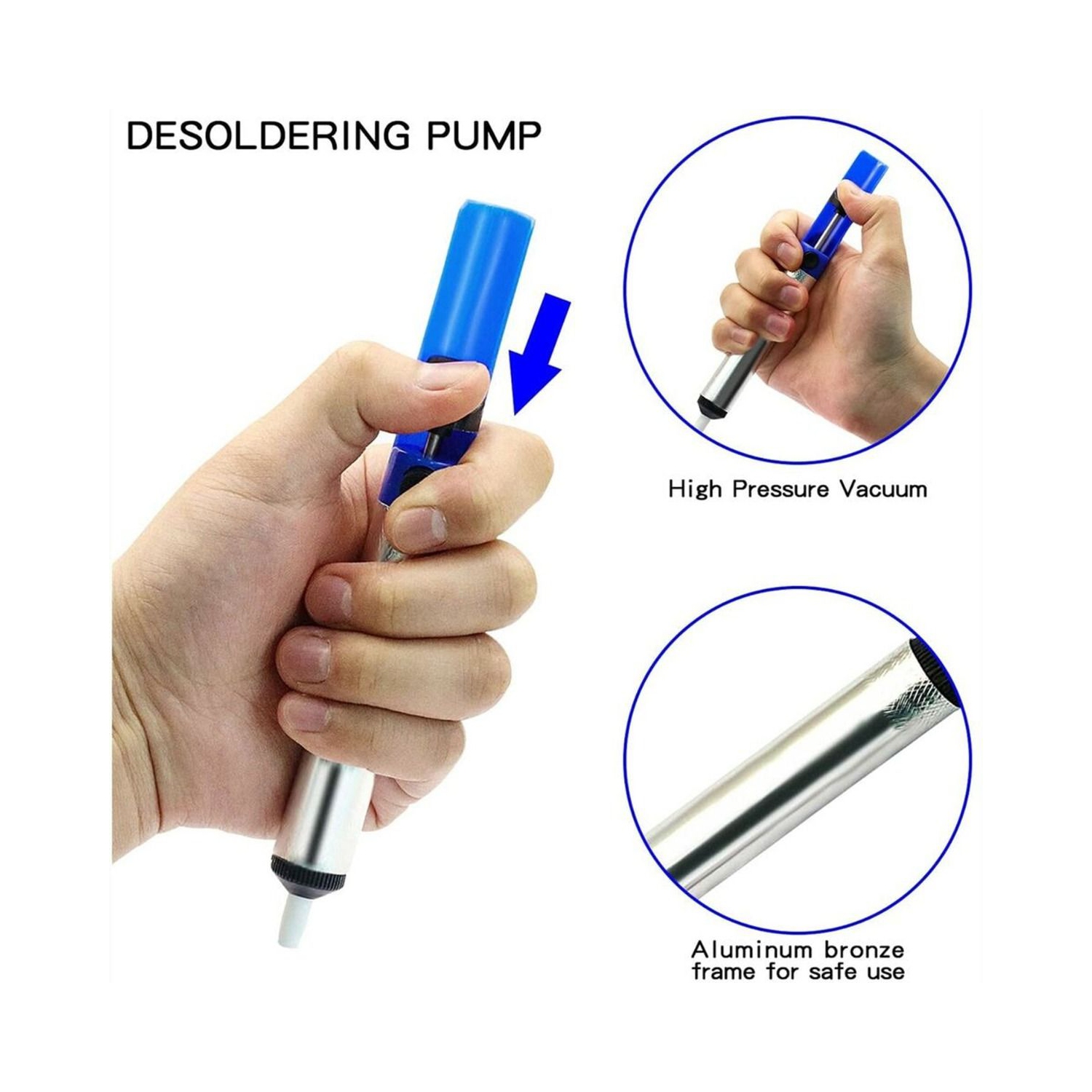 Desoldering Pump,Electric Soldering Iron Auxiliary Tool Manual Desoldering Suction Pump,Vacuum Pump Solder Removal Too