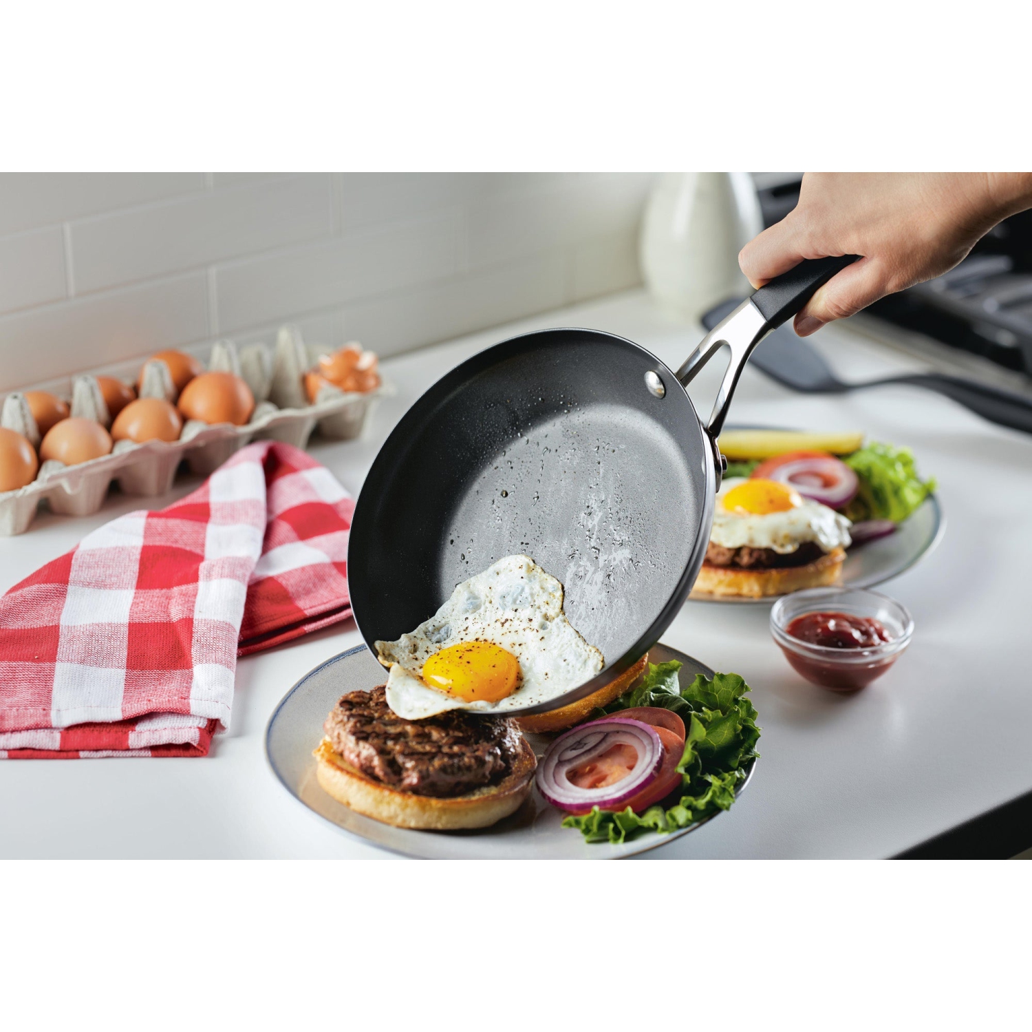 KitchenAid Stainless Steel Nonstick Frying Pan, 8-Inch, Brushed Stainless Steel