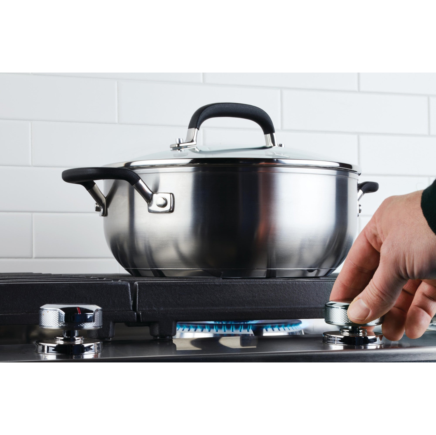 Casserole KitchenAid en acier inoxydable avec couvercle, 4 pintes, acier inoxydable brossé