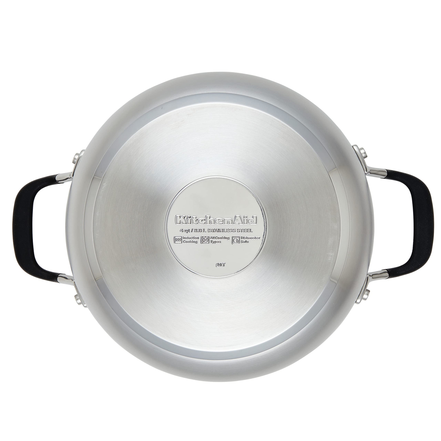 Casserole KitchenAid en acier inoxydable avec couvercle, 4 pintes, acier inoxydable brossé