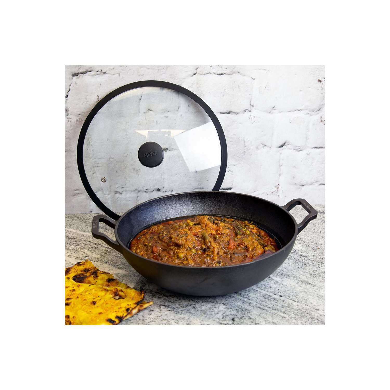 Meyer – 30 cm en fonte et Kadai 4,7 L avec couvercle