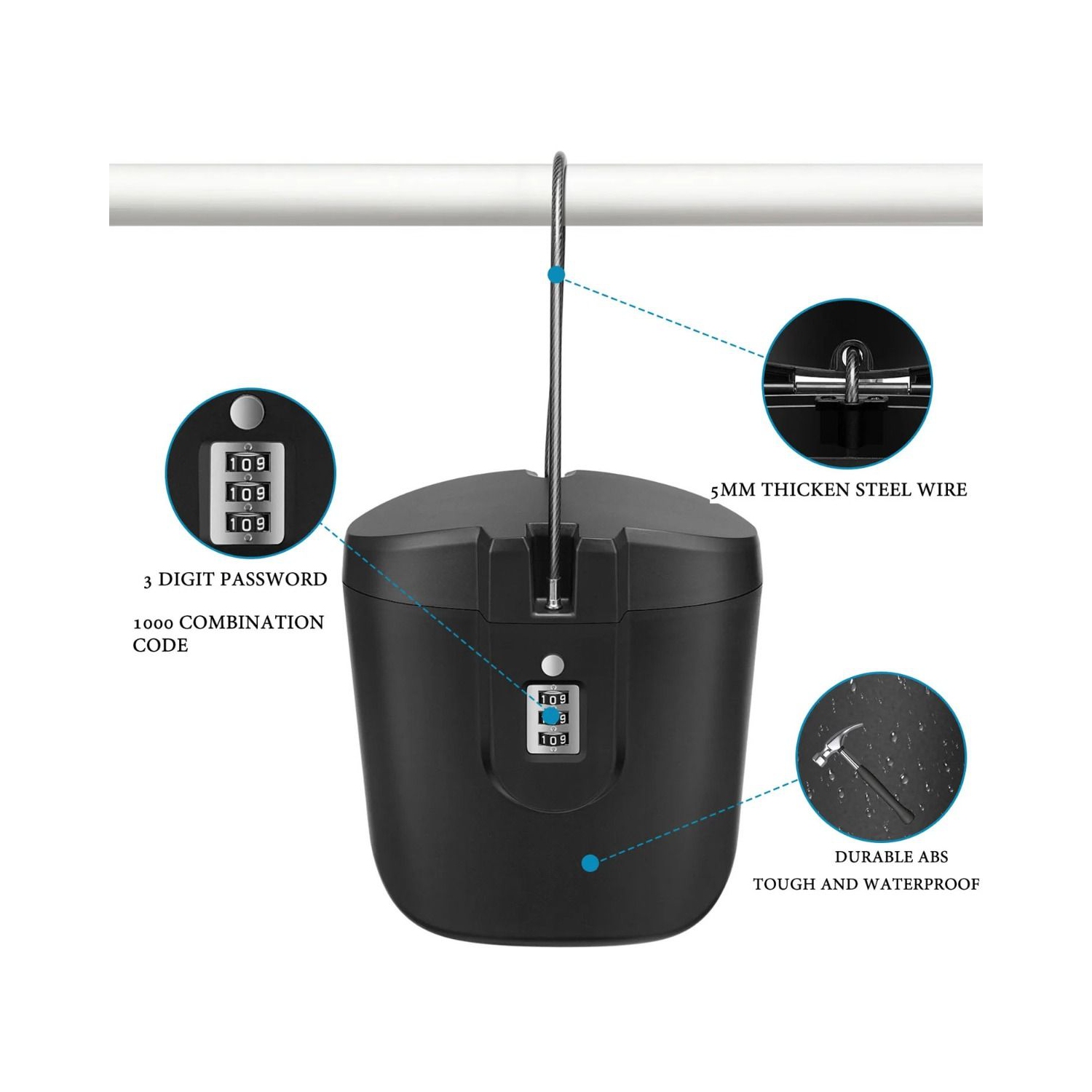 Enhanced Portable Beach Bucket Password Box Storage For Outdoor