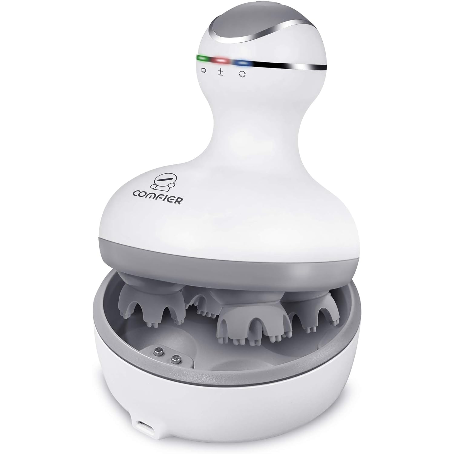 Appareil de massage pour le cuir chevelu, sans fil et rechargeable, appareil de massage pour la tête pour améliorer la croissance des cheveux, blanc