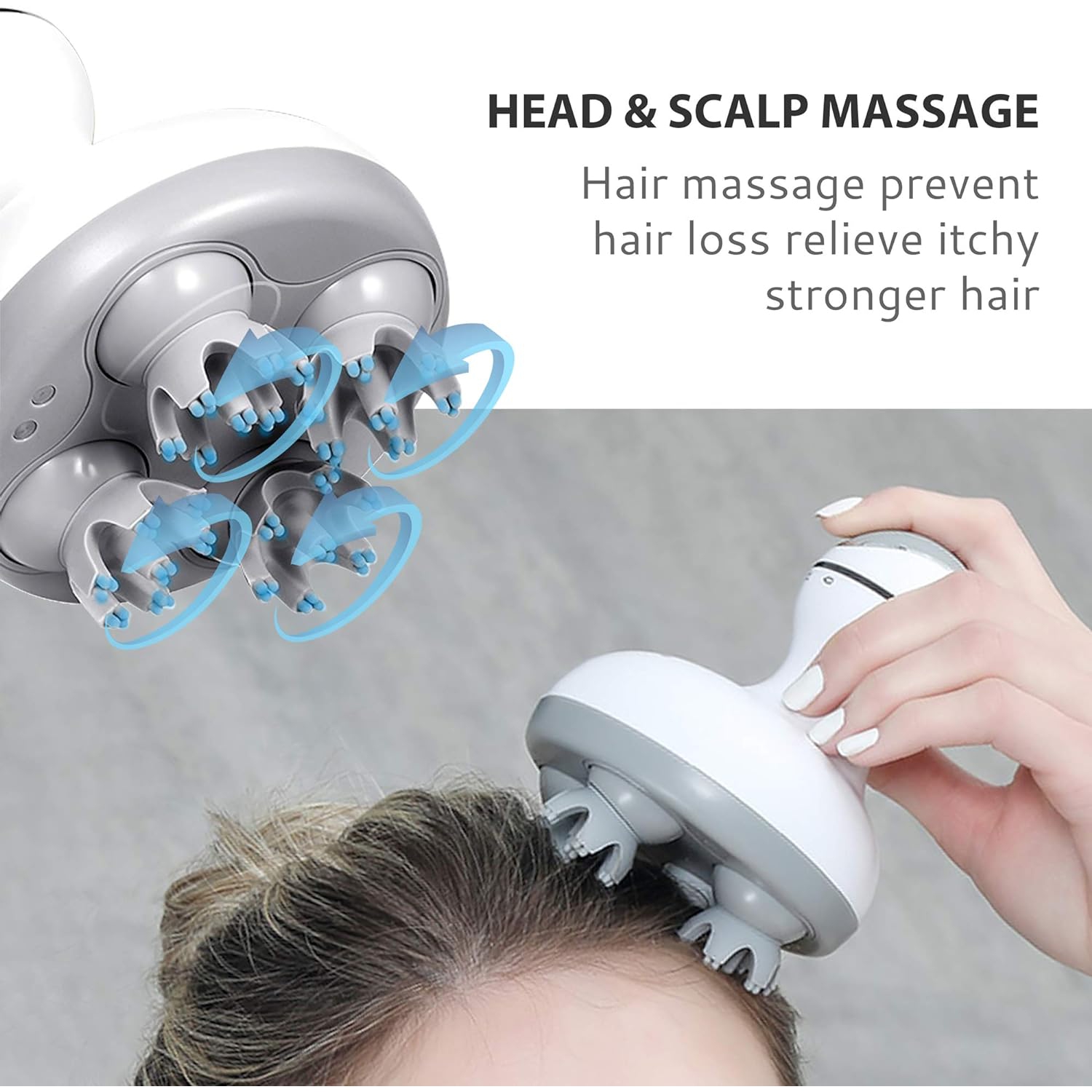 Appareil de massage pour le cuir chevelu, sans fil et rechargeable, appareil de massage pour la tête pour améliorer la croissance des cheveux, blanc