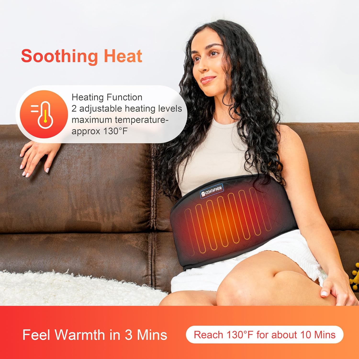 COMFIER Heating Pad for Back Pain Heat Belly Wrap Belt with Vibration Massage Adjustable Belt, Gifts for Family