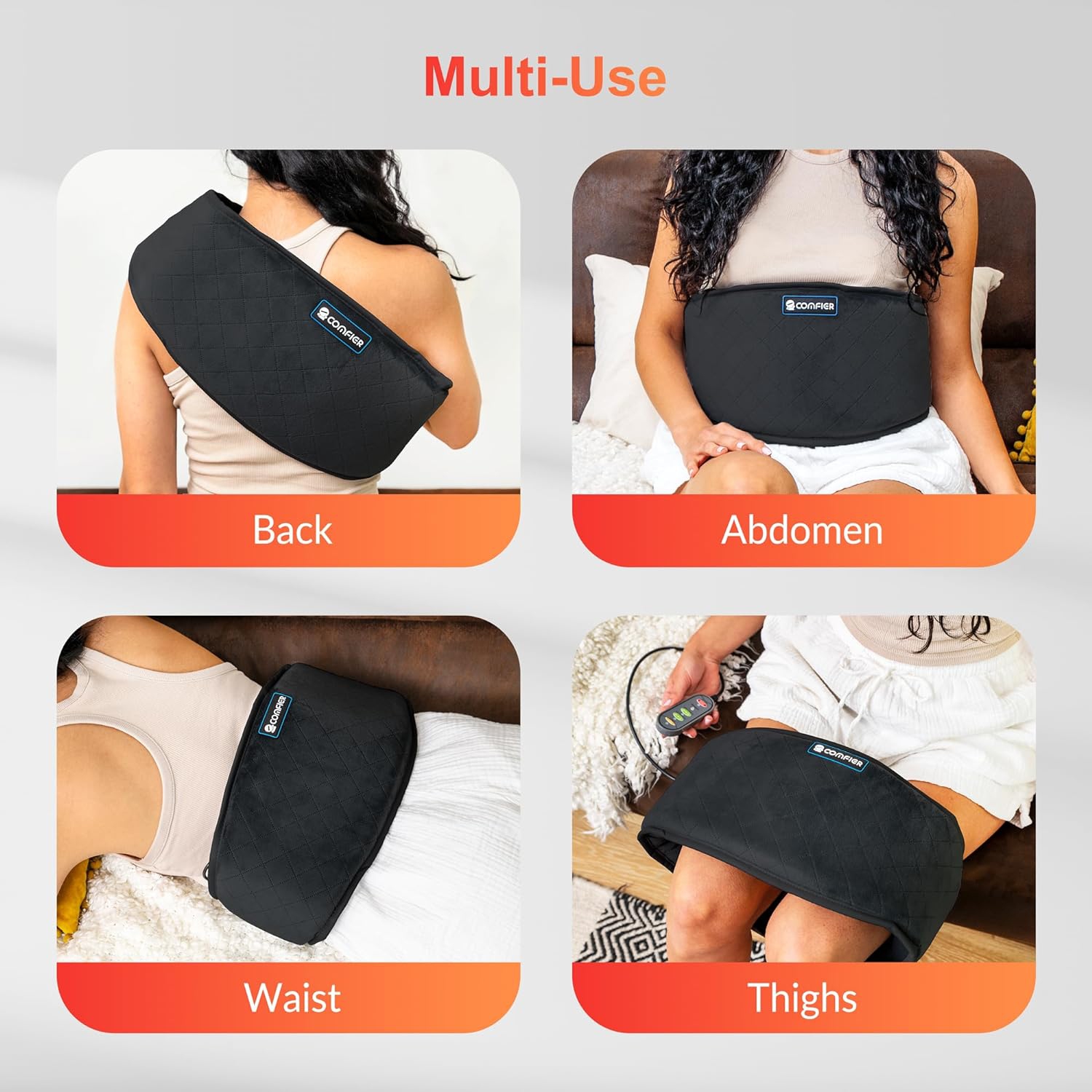 COMFIER Heating Pad for Back Pain Heat Belly Wrap Belt with Vibration Massage Adjustable Belt, Gifts for Family
