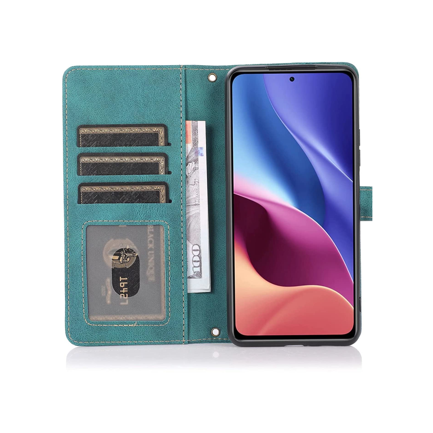 Étui-portefeuille en cuir magnétique étui-portefeuille rabat en cuir antichoc avec 9 fentes pour cartes de crédit pour iPhone 14 PRO - EXPÉDITION