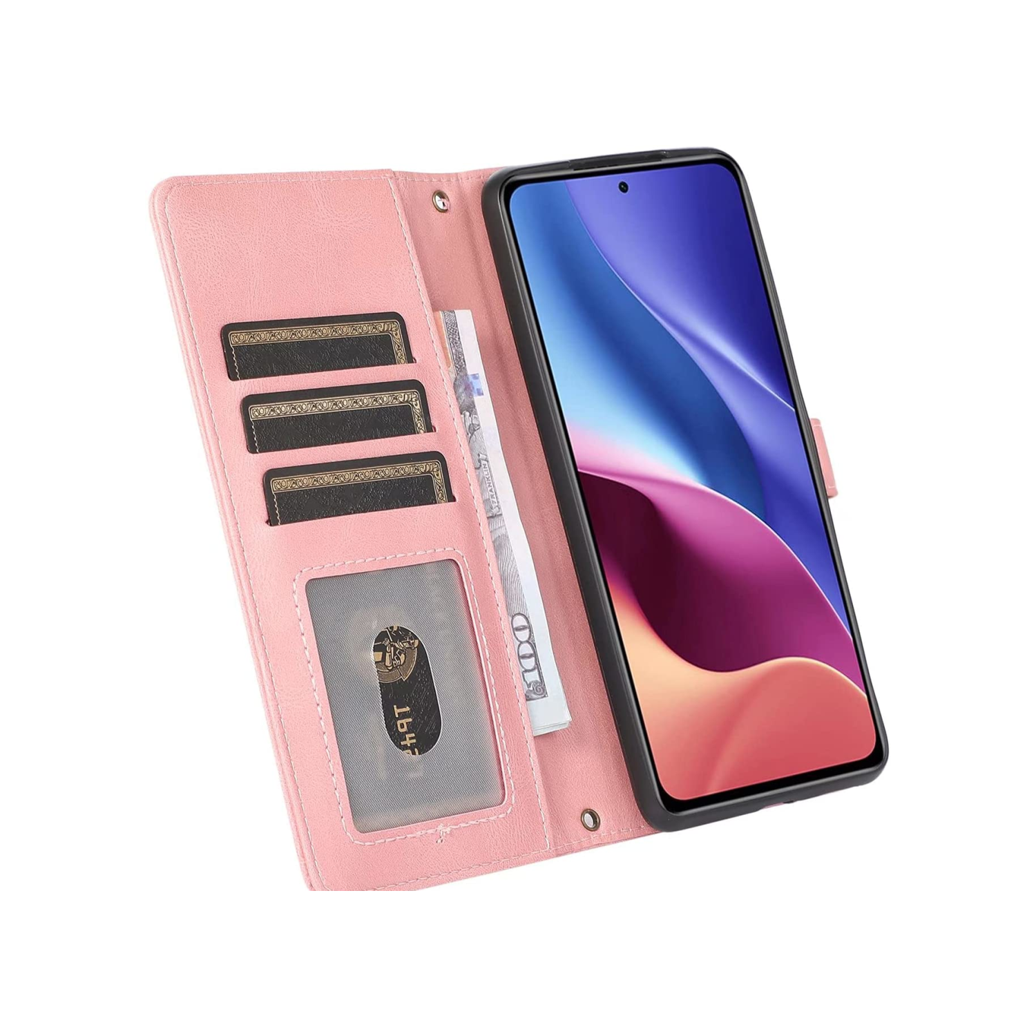 Étui-portefeuille en cuir magnétique étui-portefeuille rabat en cuir antichoc avec 9 fentes pour cartes de crédit pour iPhone 14 PRO - EXPÉDITION