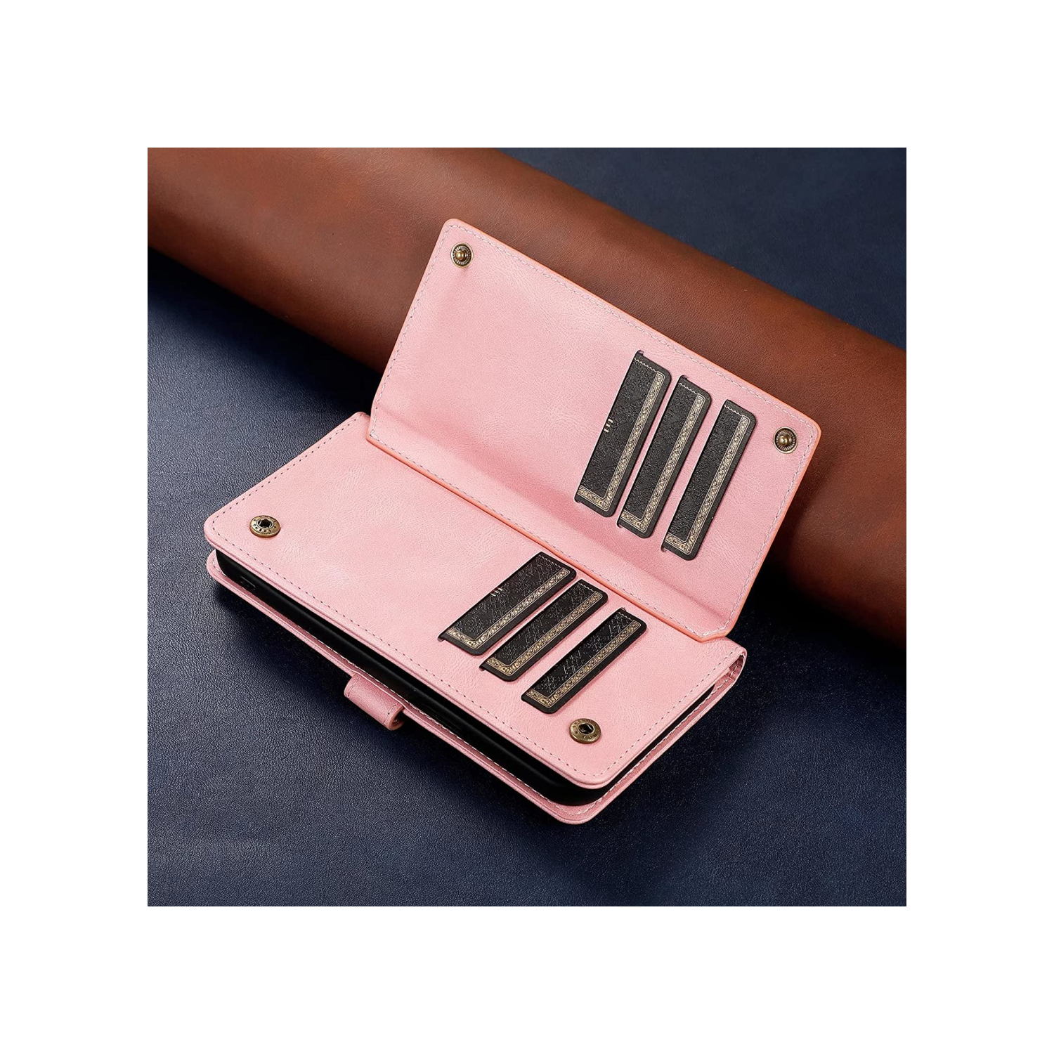 Étui-portefeuille en cuir magnétique étui-portefeuille rabat en cuir antichoc avec 9 fentes pour cartes de crédit pour iPhone 14 PRO - EXPÉDITION