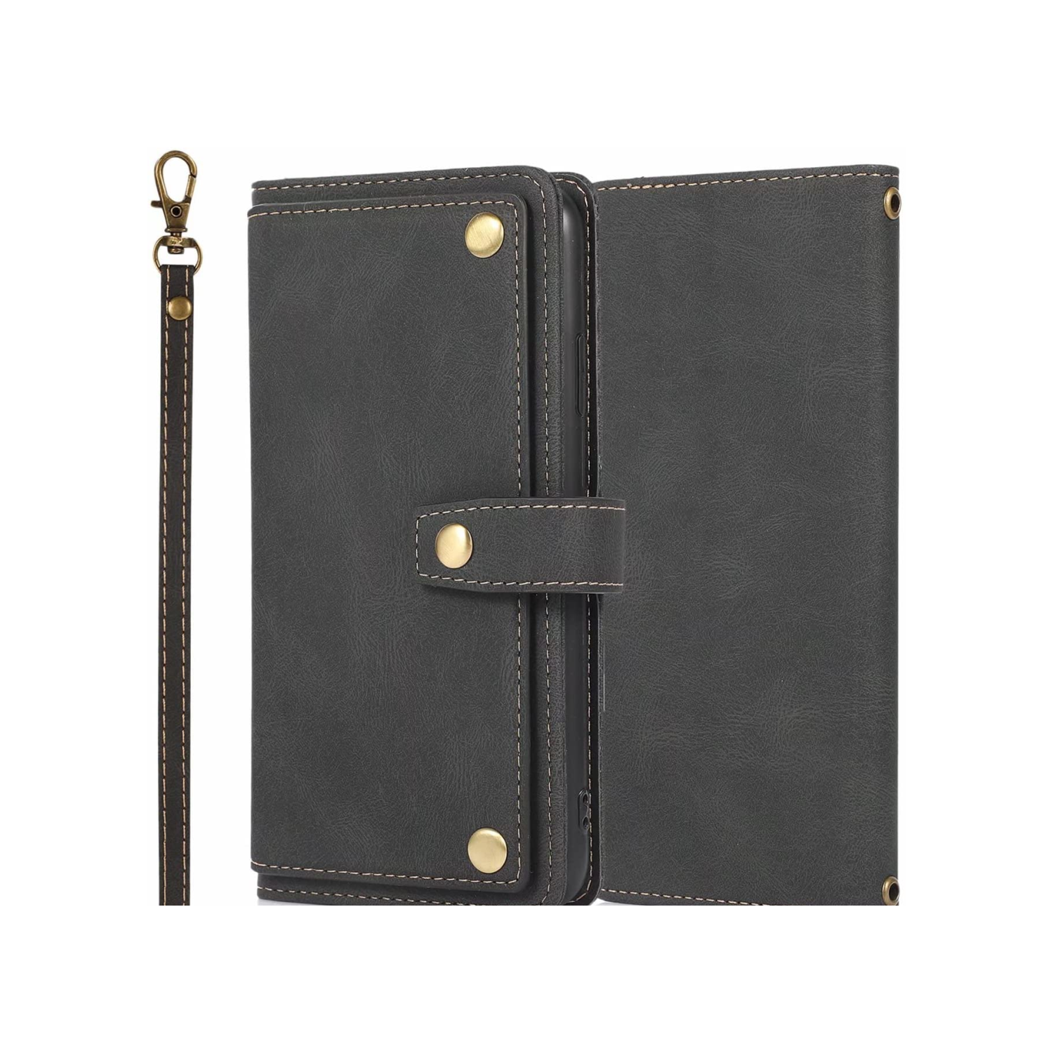 Étui-portefeuille en cuir magnétique étui-portefeuille rabat en cuir antichoc avec 9 fentes pour cartes de crédit pour iPhone 14 PRO - EXPÉDITION